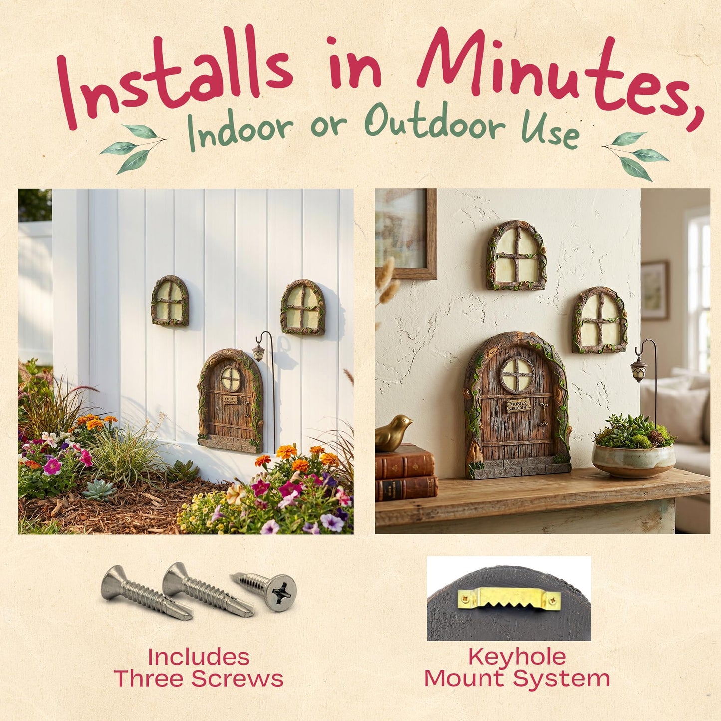 Fairy Doors for Trees, Fairy Door, Fairy Garden, Fairy Garden Accessories Outdoor kit, Fairy Doors for Trees Outdoor, Gnome House