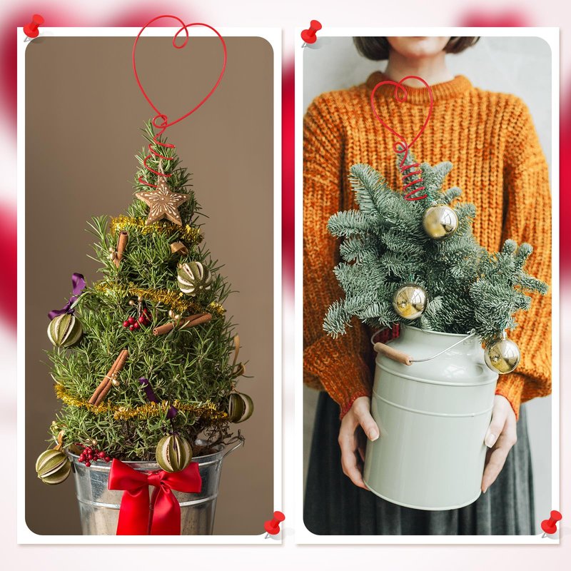 Yinkin 2 Pcs Mini Valentine Tree Topper 2 and 3 Inch Mini Heart Valentines Topper for Small Tree Toppers Metal Heart Decorations for Valentine's Day Home Decor Party Holiday