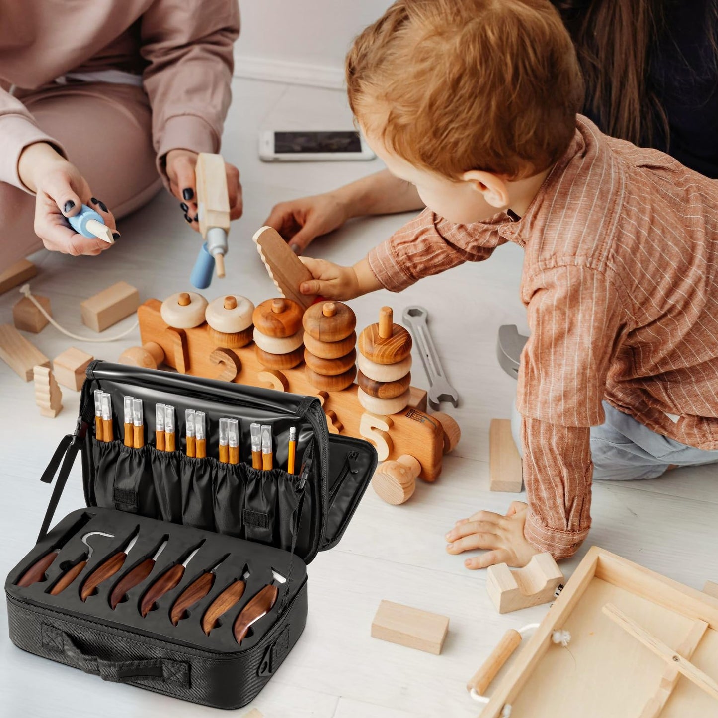Wood Carving Kit Deluxe, 35-in-1 Whittling Kit for Beginners, With 8PCS Whittling Knives & 12PCS Detail Wood Carving Knives, Black Walnut Wood Handle, Wood Carving Kit for Beginners and Enthusiasts