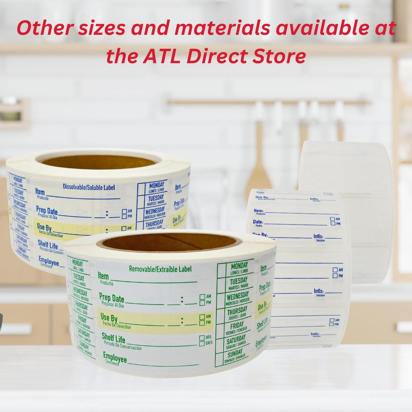 ATL Direct 2x1 Dissolvable Food Labels, 1000 Label Stickers, Bottle Labels for Storage Bins, Sticker Labels for Food containers, (1000, Red)