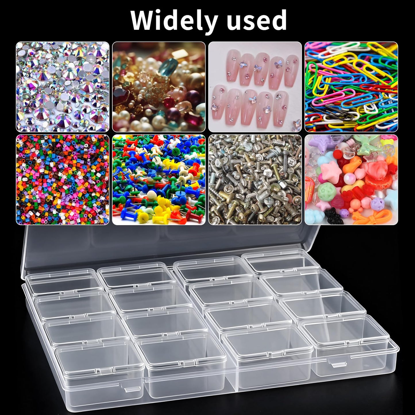 Bead Organizer Box, 64Pcs Compartment Clear Plastic Craft Organizers and Storage Containers with Hinged Lid, Jewelry Making & Diamond Painting Art Supplies Organizer for Beads and Small Parts