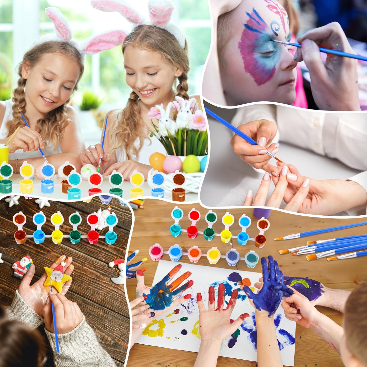 40 Strips Empty Paint Pot and 80 Pcs Paint Brushes 3 ml Mini Acrylic Paint Container with Lid Arts Crafts Supplies for Classrooms School Painting