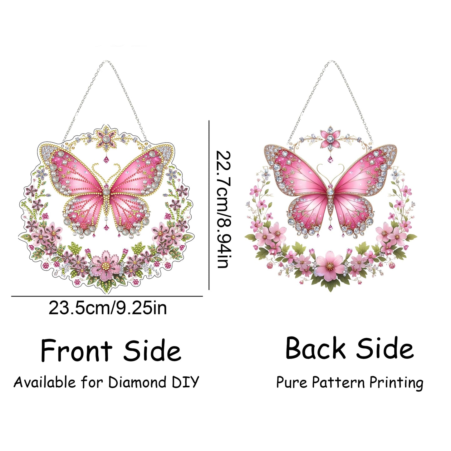 DIY Hanging Diamond Art Kit for Adults, 5D Acrylic Gem Art Window & Wall Pendant, Diamond Painting Ornament for Home Decor (Butterfly)