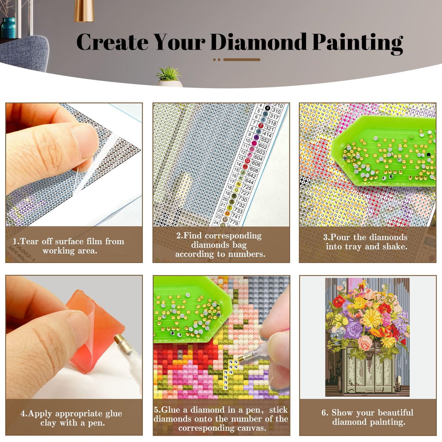 YOYA 2 Pack Diamond Painting Kits for Adults, Diamond Art Kits with Accessories & Tools, DIY Flowers 5D Diamond Painting Full Drill Gem Art Painting Kit for Home Wall Decor 12 x 16 Inch