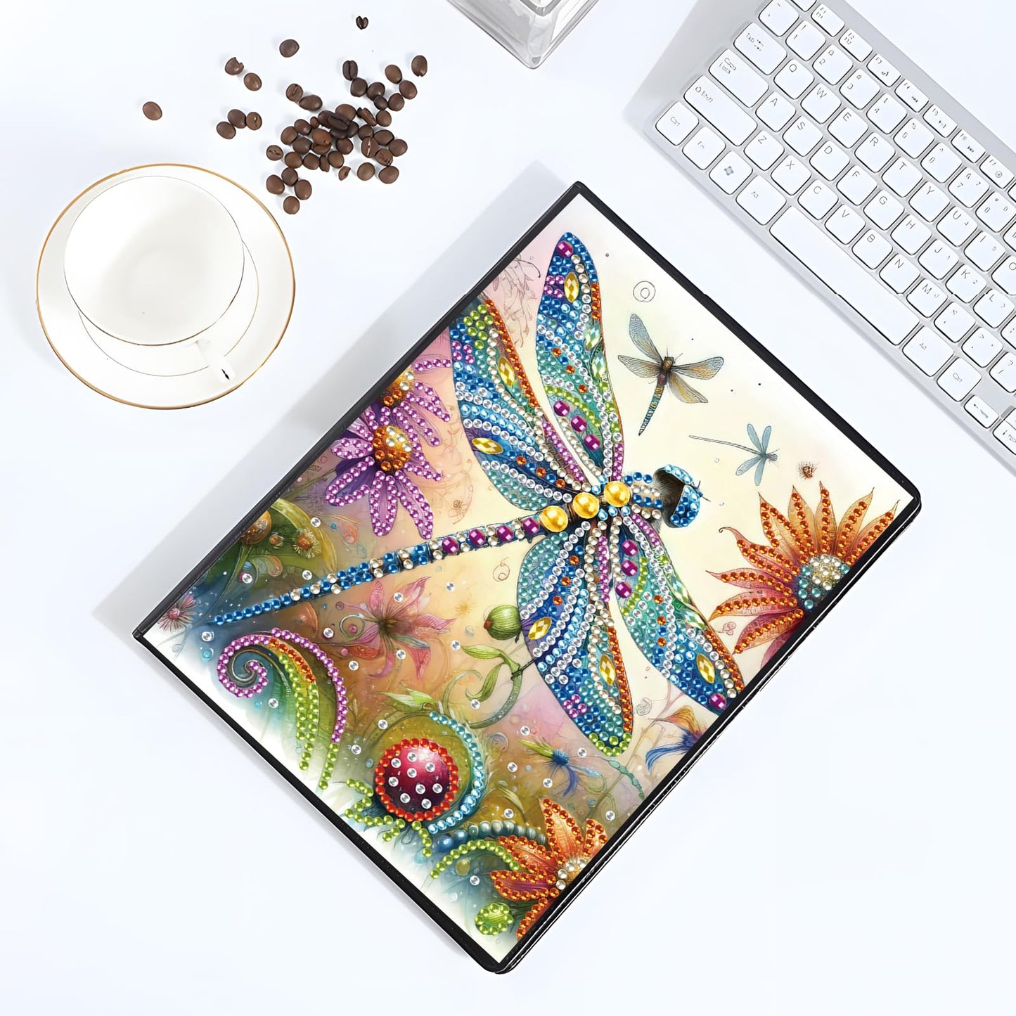 JISHSHAY Diamond Art Notebook Journal Diamond Painting Note Book Gem Art Sketchbook Gem Painting Diary Mosaic Kits for Adults Blank Notebook with Special Drills 14.5×21cm/5.7×8.26in Dragonfly