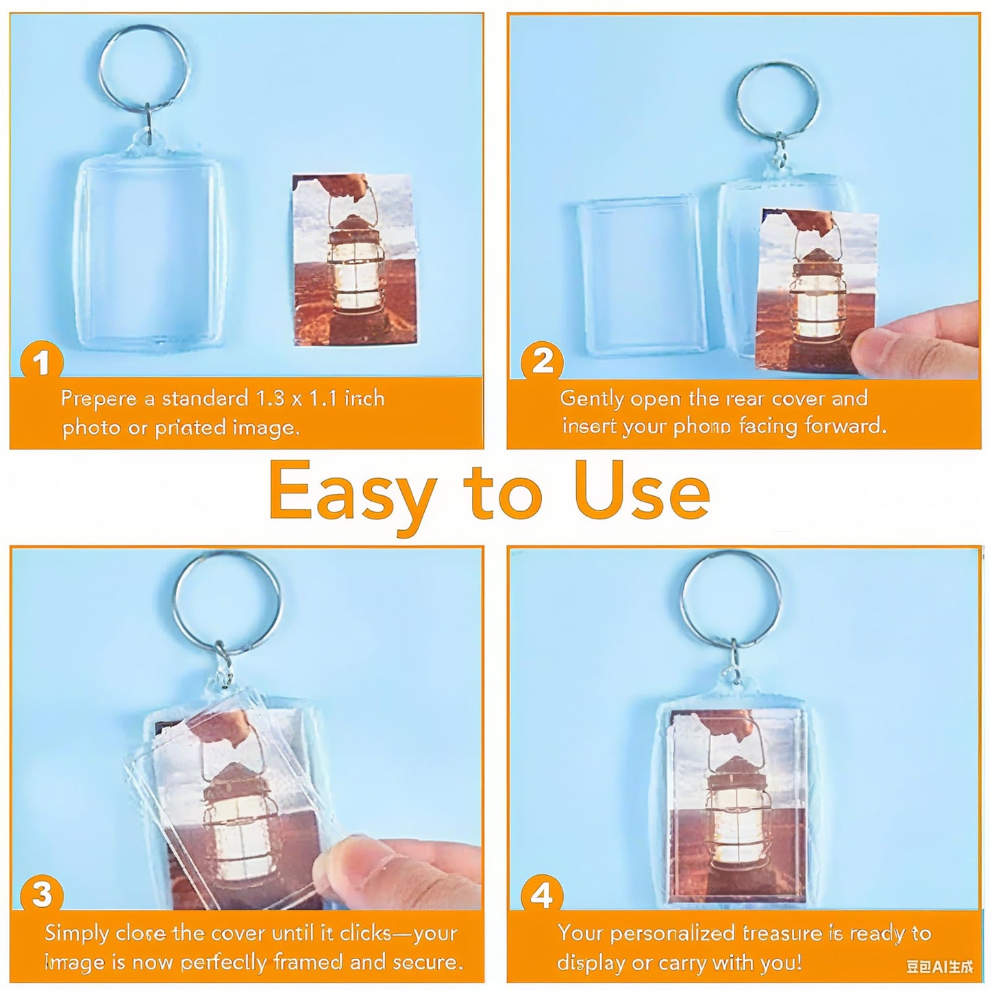 Aiqriwv 150-Pack Clear Acrylic Photo Keychains - Blank Insert Keychain with Metal Ring for DIY Personalization, Gift Favors, Double-Sided Display (2.17" x 1.57")