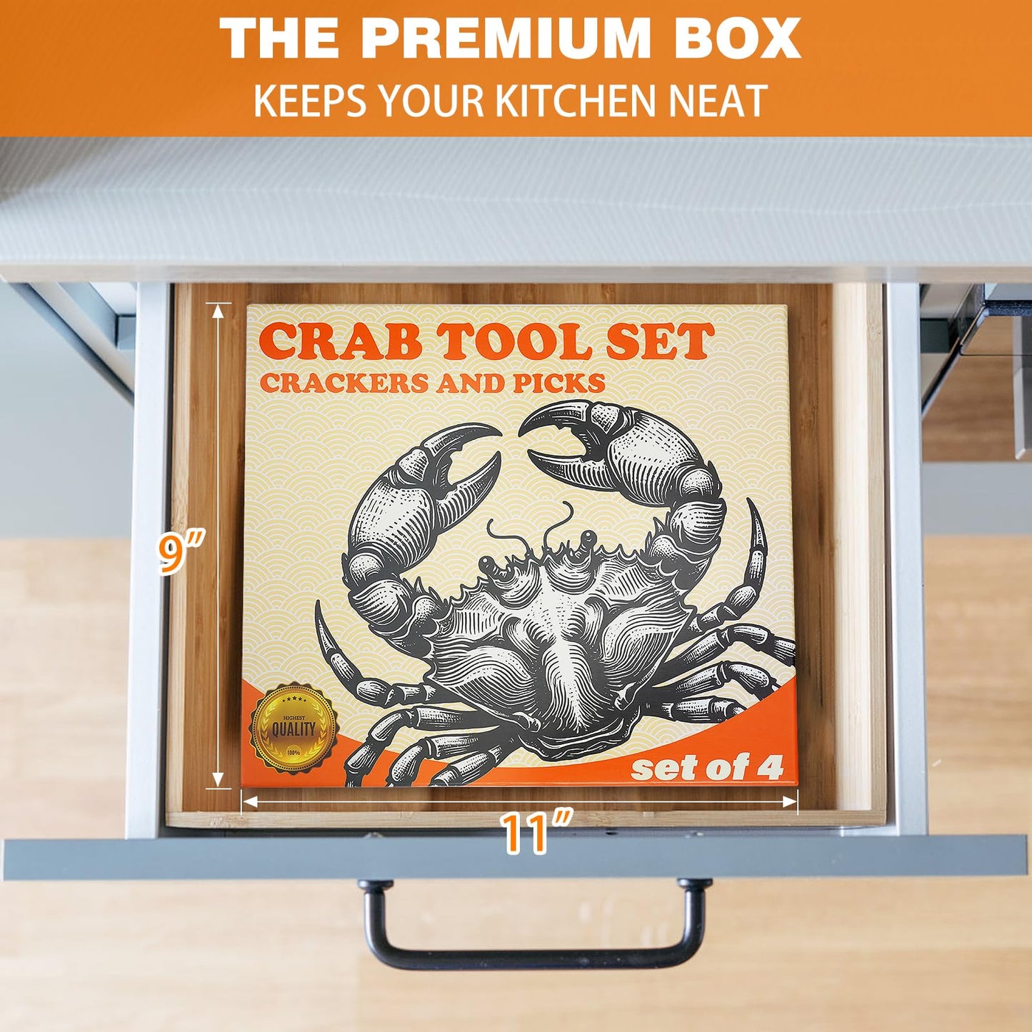 LA NOVO Crab Crackers and Tools, Set of 4, Especial Gift Box