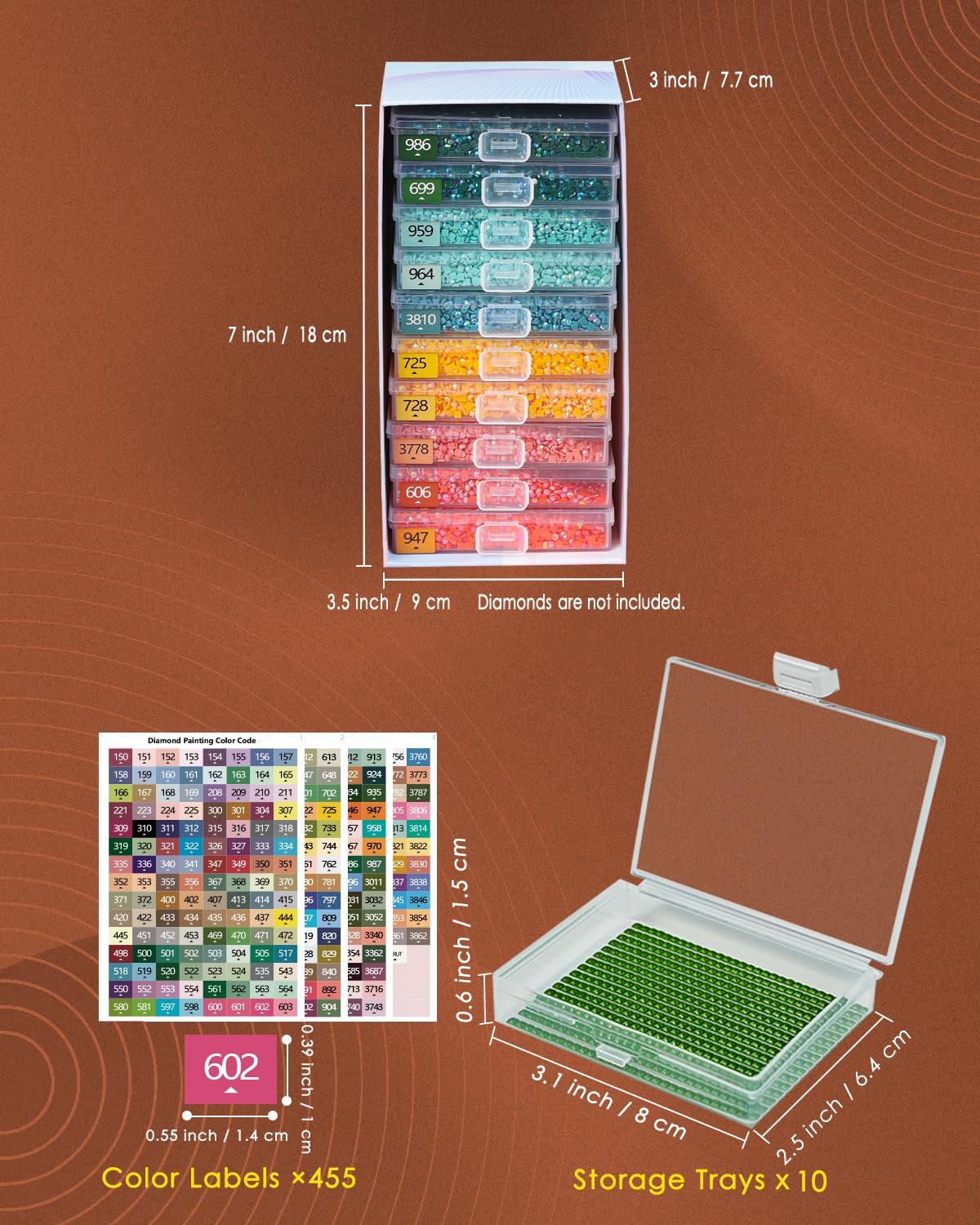 YBUTVY Diamond Art Trays with Lids, 10PCS Diamond Painting Trays with Lids & Diamond Art Storage, Gift Box Diamond Painting Accessories for Diamond Art Beads