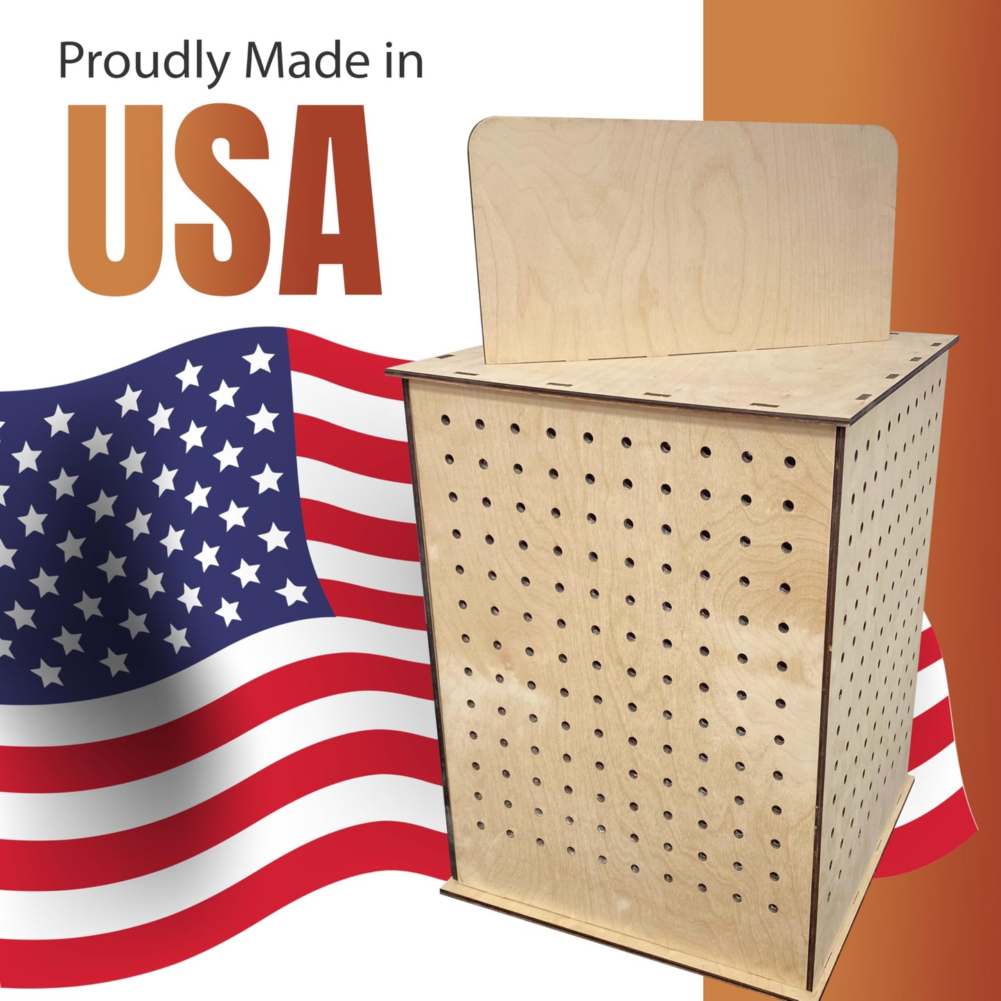TORCHED DISPLAYS Rotating Display Stand | 22.5 x 16.76-inch | Rotating Organizer Wood Pegboard | Pegboard Display Stand for Craft Shows, Vendor Events, Jewelry, Accessories | Natural