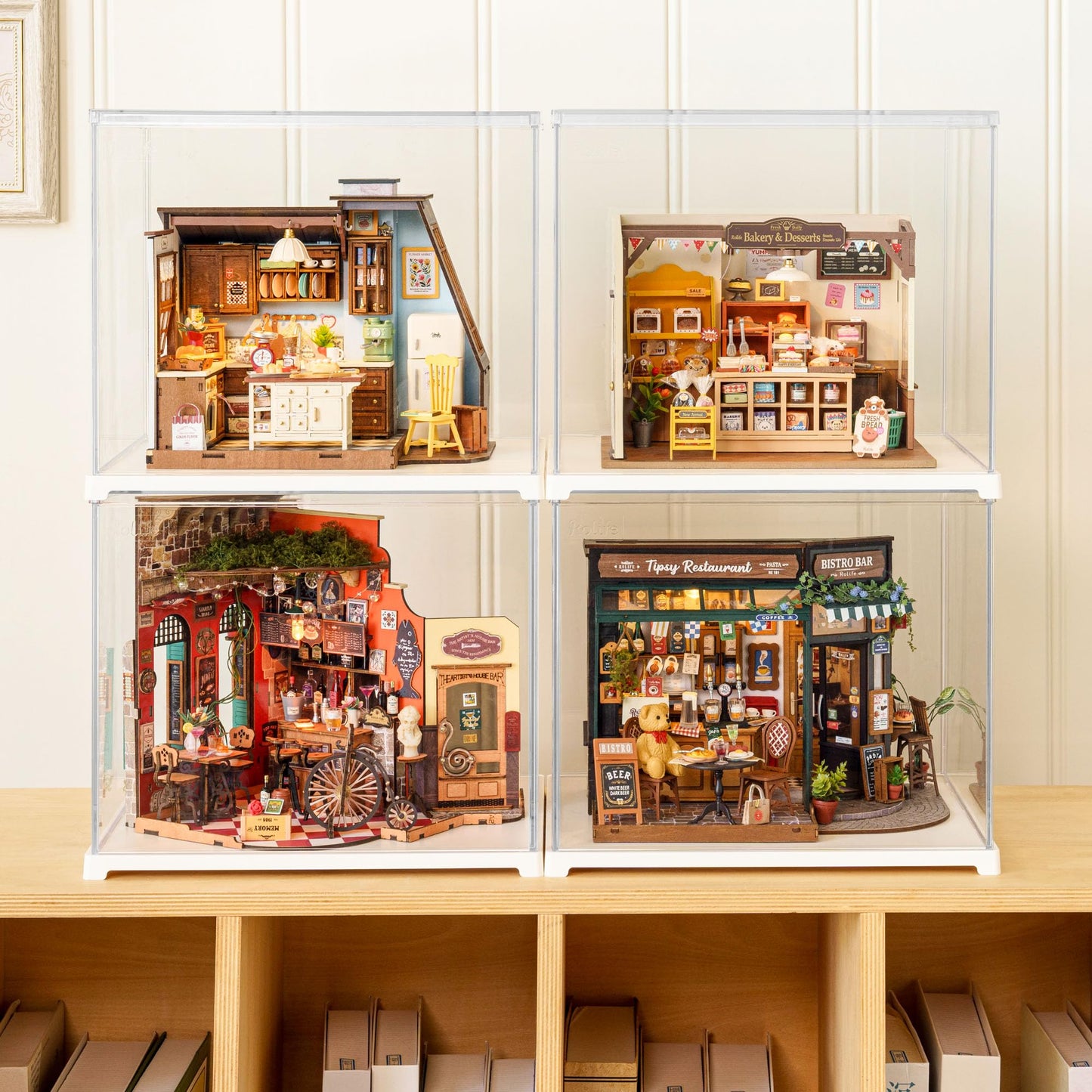 Rolife DIY Miniature House Kit for Adults, Baking Kitchen Mini Wooden Dollhouse Kit with LED Light Tiny House Diorama Building Kits Birthday Craft Hobbies Gift Home Decor for Teens Family