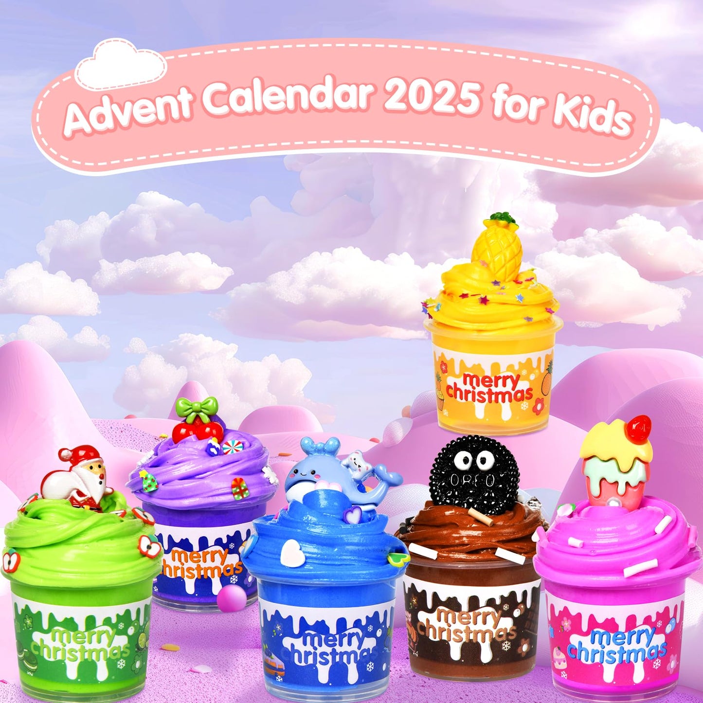 Slime Advent Calendar 2026 for Grils, Christmas Countdown Calendar for Kids, 24 Days of Xmas Count Down Calendar for Girls and Boys