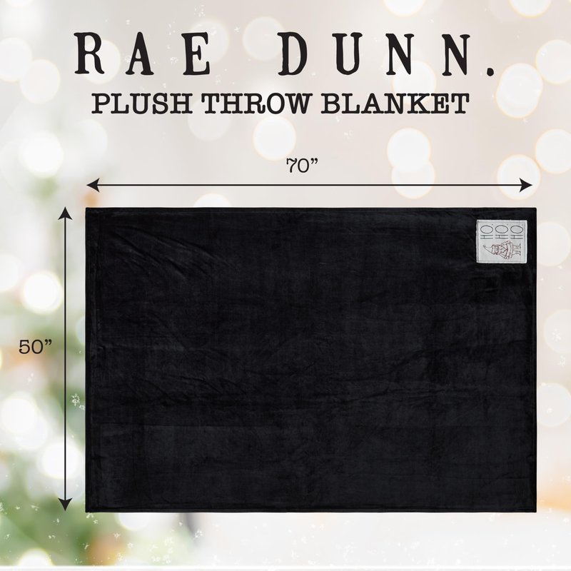 Rae Dunn Throw Blanket- Soft, Decorative Blankets for Bed or Couch, Cozy Throws for Sofa, Soft Plush Throw Embroidered HO. HO. HO., 50 inches x 70 inches