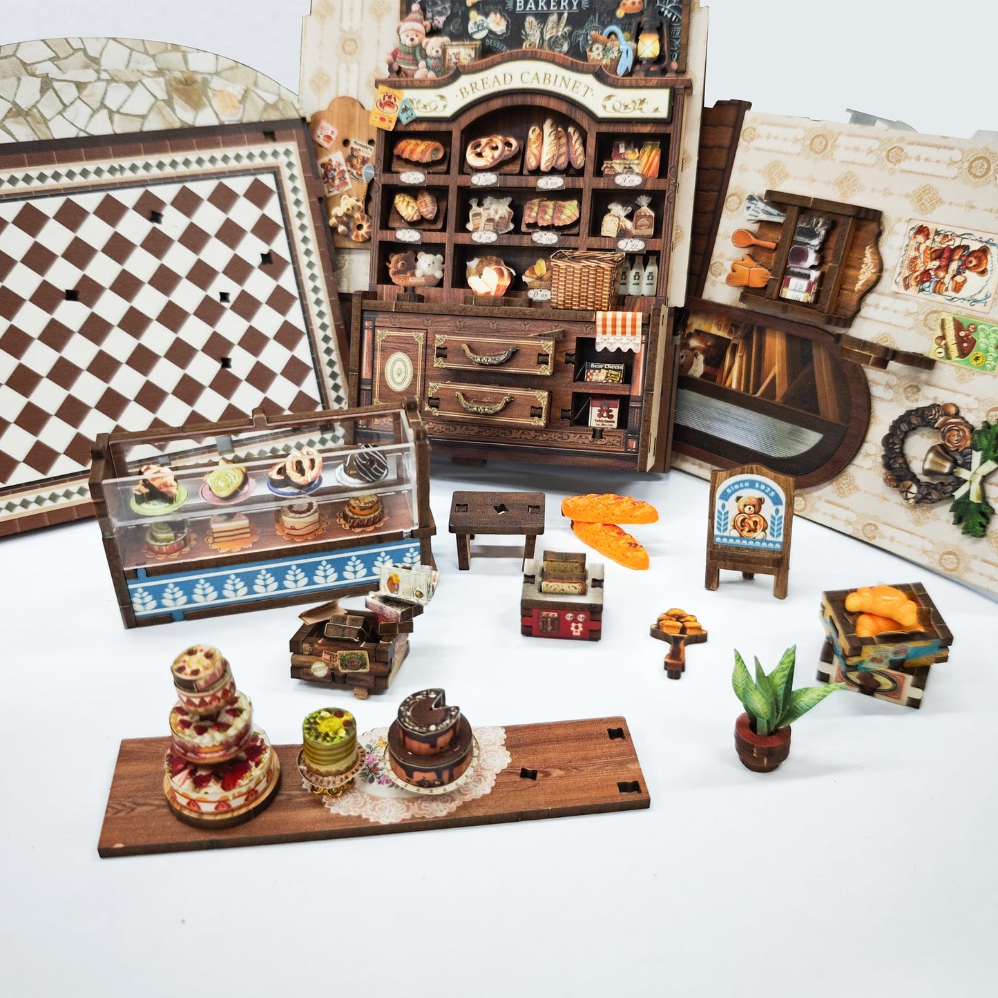 JOINCON DIY Miniature House Kit Tiny House Bakery Shop Dollhouse Miniature Kit for Adults Teen Mini House Building kit 3D Wooden Puzzle Gifts Home Decor- Bear Bakery (SQ-65)