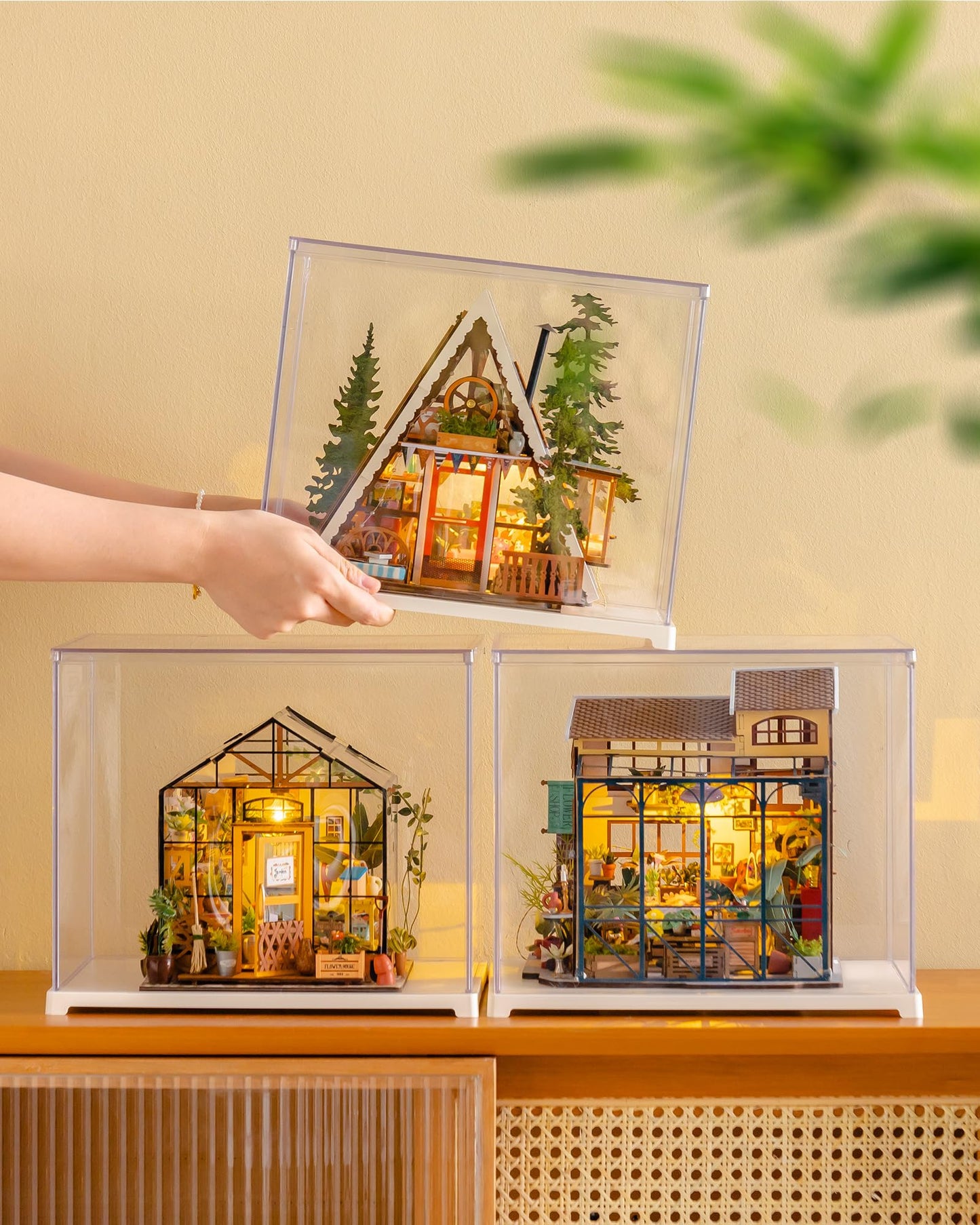 Rolife DIY Miniature House Kit for Adults, A-Frame Cabin Mini Wooden Dollhouse Kit, Tiny House Diorama Building Kits-Birthday Craft Home Decor Hobbies Gift for Friends Family