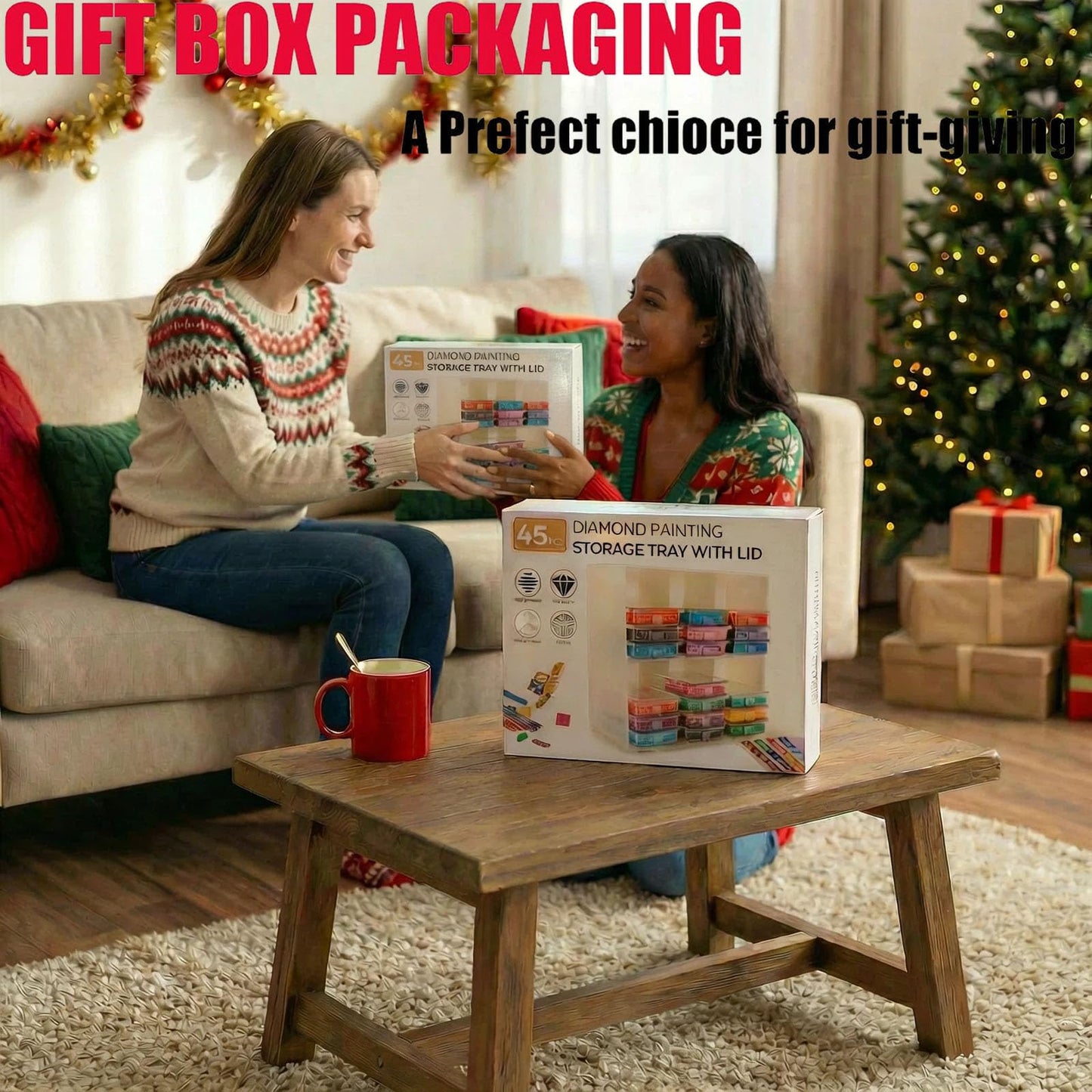 45 Pcs Diamond Storage Containers,Diamond Painting Sliding Trays ,Stackable Diamond Art Trays , 2-in-1 Art Carft Storage Box Set Line-Up for Diamond Accessories ,Bead and Jewelry (Transparent/45Pcs)