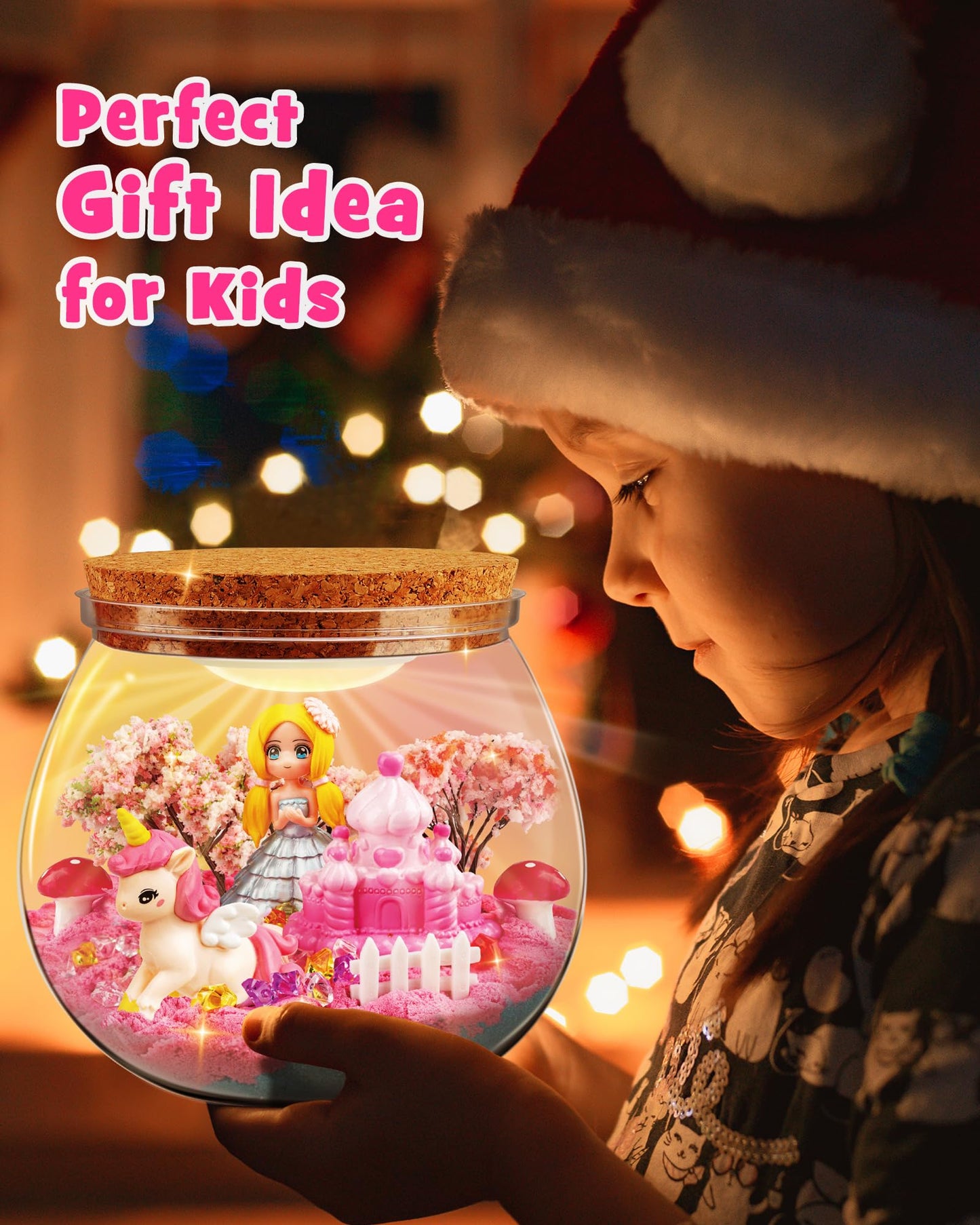 D-FantiX Princess Light Up Terrarium Kit for Kids, Unicorn Toys for Girls Age 4-6-8-10, Led Night Light Birthday Gifts for Girls 4 5 6 7 8-12 Year Old, DIY Arts and Crafts, Easter Basket Stuffers