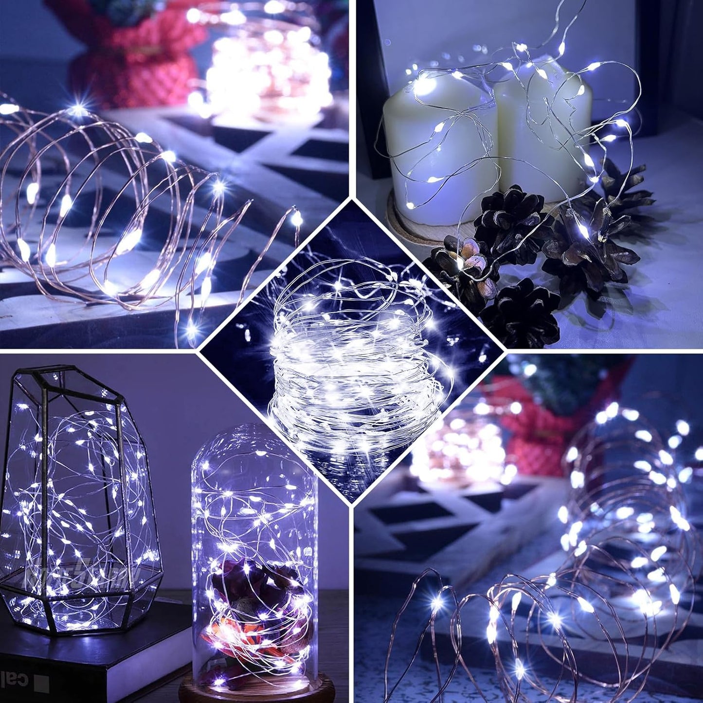 Skiennix 100 Pack Fairy Lights - 7Ft 20 LED Twinkle String Lights | Battery Operated & Waterproof for Weddings, Parties, and Home Decor