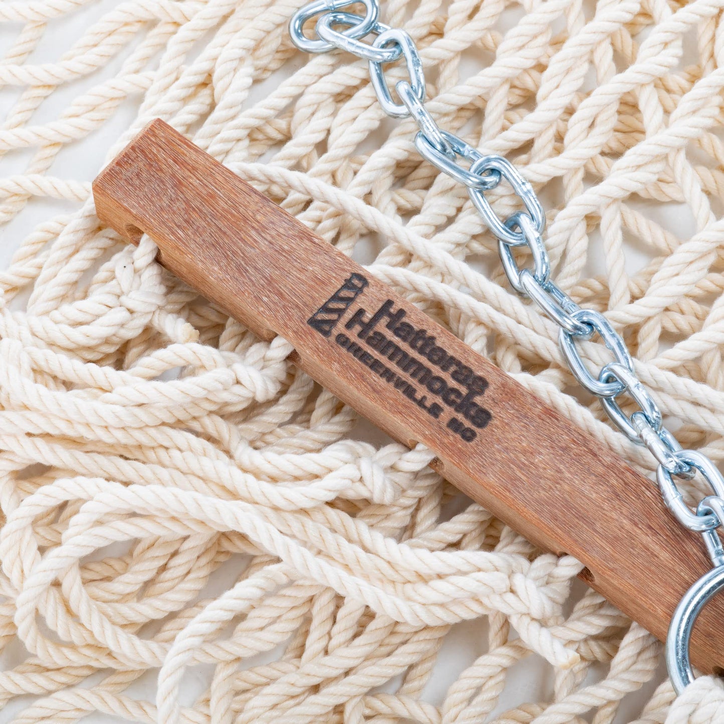 Hatteras Hammocks Deluxe Oatmeal Duracord Rope Hammock with Free Extension Chains & Tree Hooks, Handcrafted in The USA, 450 LB Weight Capacity, 13 ft. x 60 in
