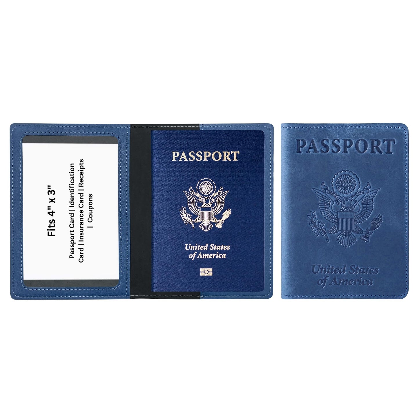 Ciana Passport Holder for Men and Women - PU Leather Passport Cover and Card Holder - Combo Slim Passport Holder with Card Protector Slot, Travel Must Haves (Light Blue)