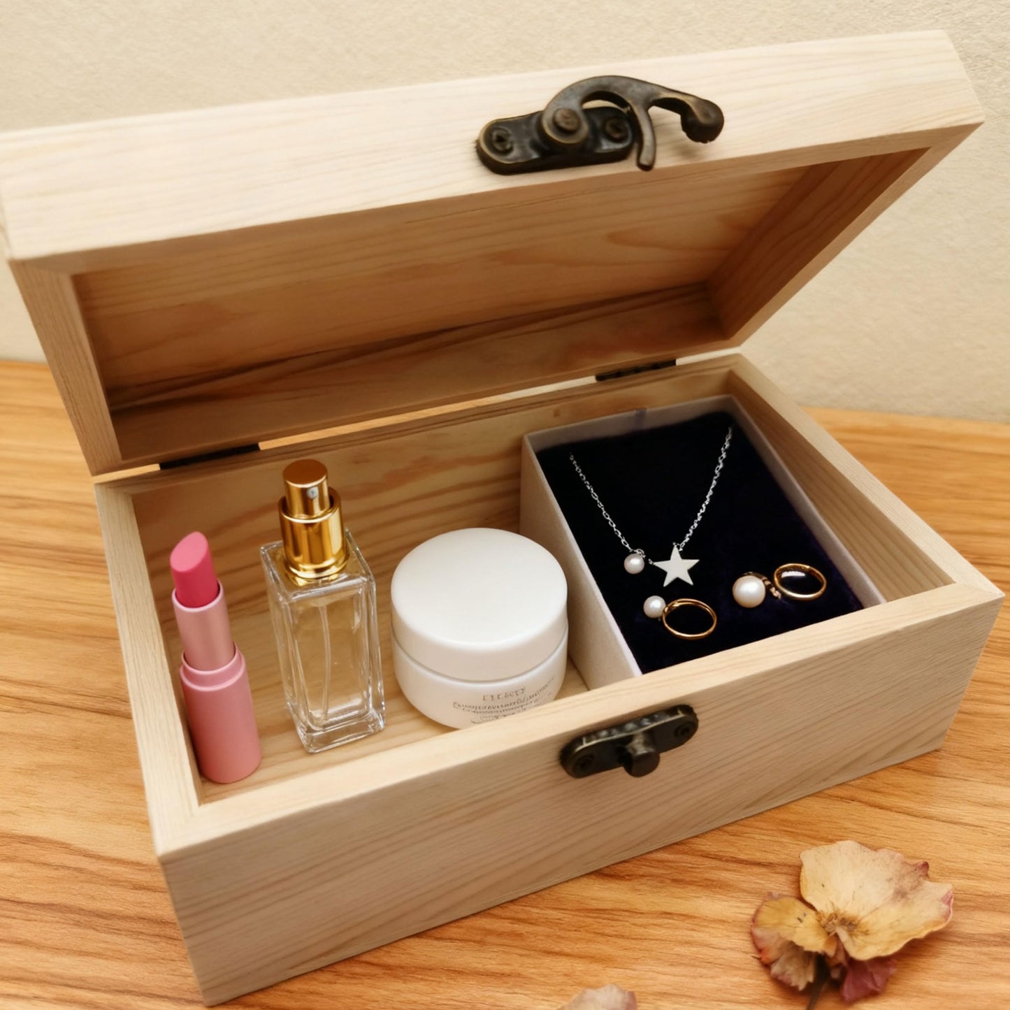 Unpainted Pine Wood Plain Box (1 piece): Small DIY Handcraft Storage Box (with hinged lid, 6.69×3.94×2.76inch)