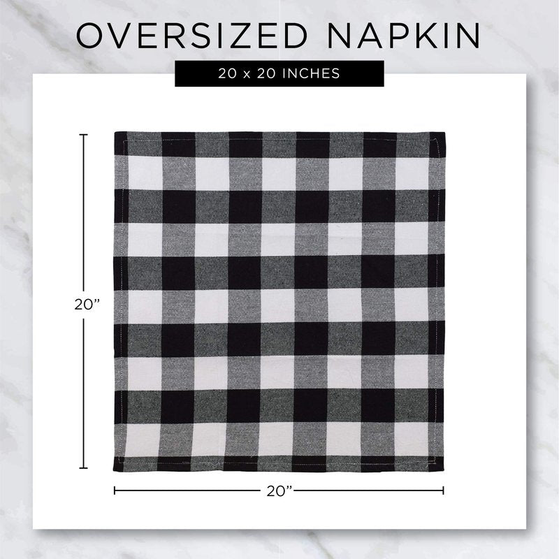 DII Buffalo Check Collection, Classic Farmhouse Cloth Napkin Set, 20x20, Pink & White, 6 Piece