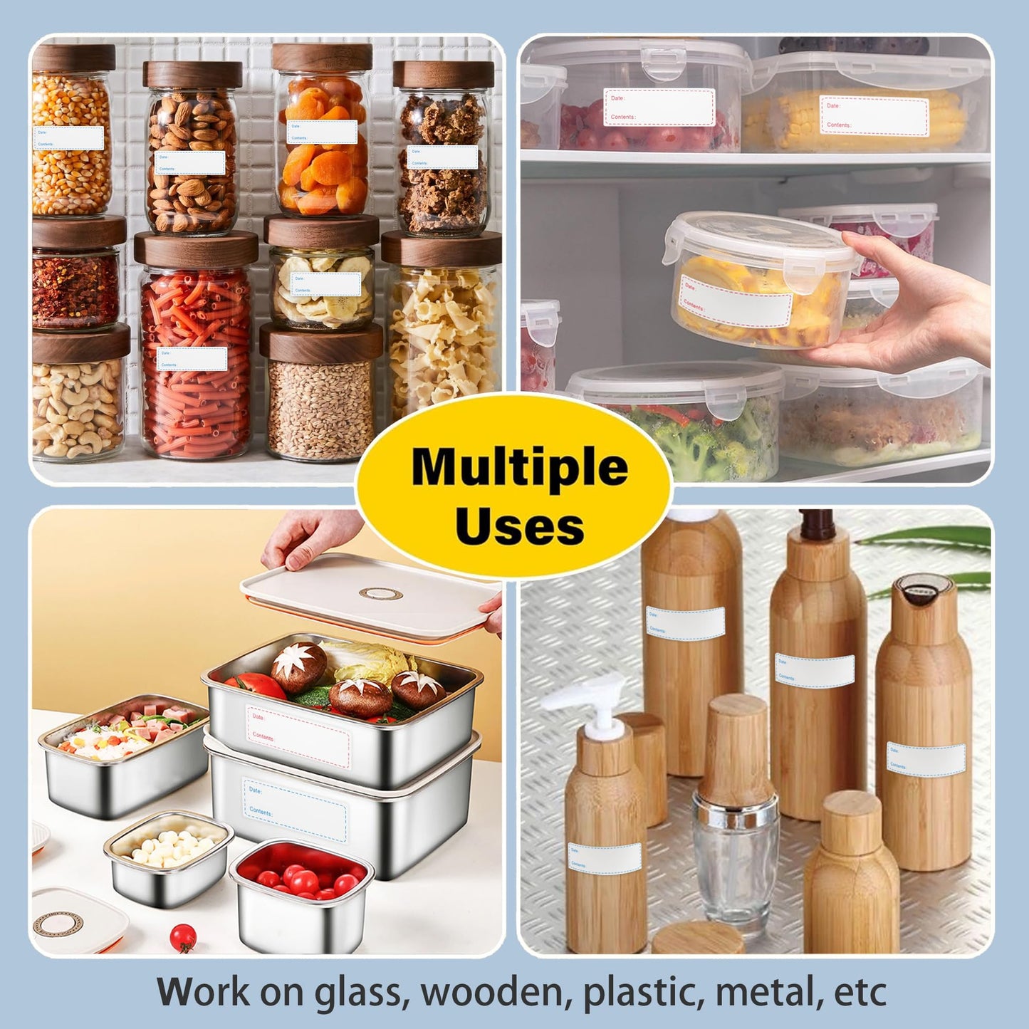 1000pcs Food Labels, AIMEIKI 1 x 3 Inch Removable Date Stickers Freezer Labels for Food Containers, Easy to Write-On & No Residue (2 Rolls)
