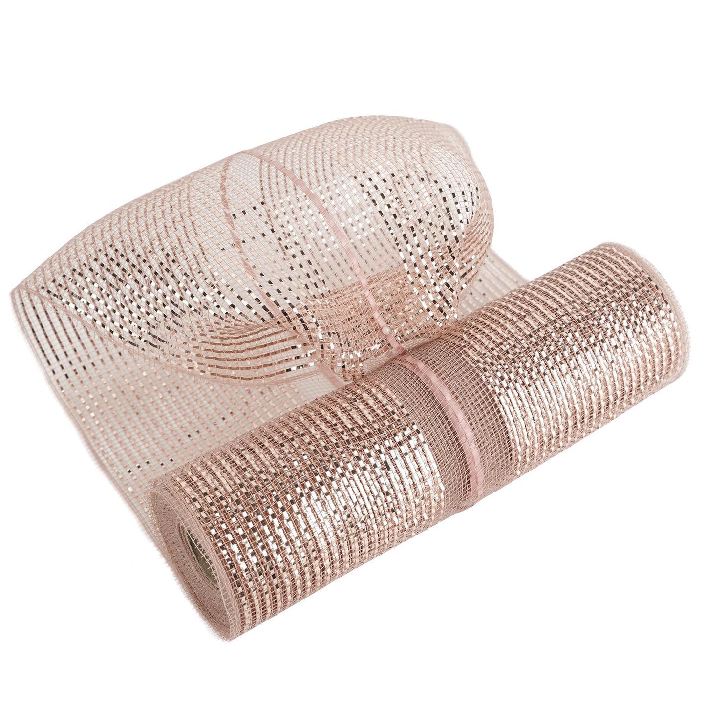 HUIHUANG Rose Gold Mesh Ribbon for Christmas Tree 10 inch Wide Easy Pull Deco Mesh Rose Gold Decorative Mesh Ribbon for Christmas, Garlands, Wreath Supplies, Floral Arrangements, Large Bows-10 Yards