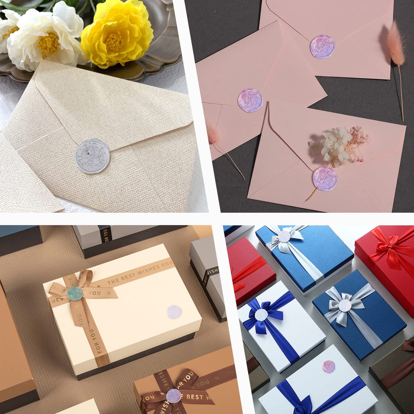 CRASPIRE 12pcs Constellations Wax Seal Stamp Set Tarot Magic Sealing Stamp Heads Kits with 2pcs Wood Handle for Wedding Invitations Envelopes Birthday Gift Cards Scrapbooking