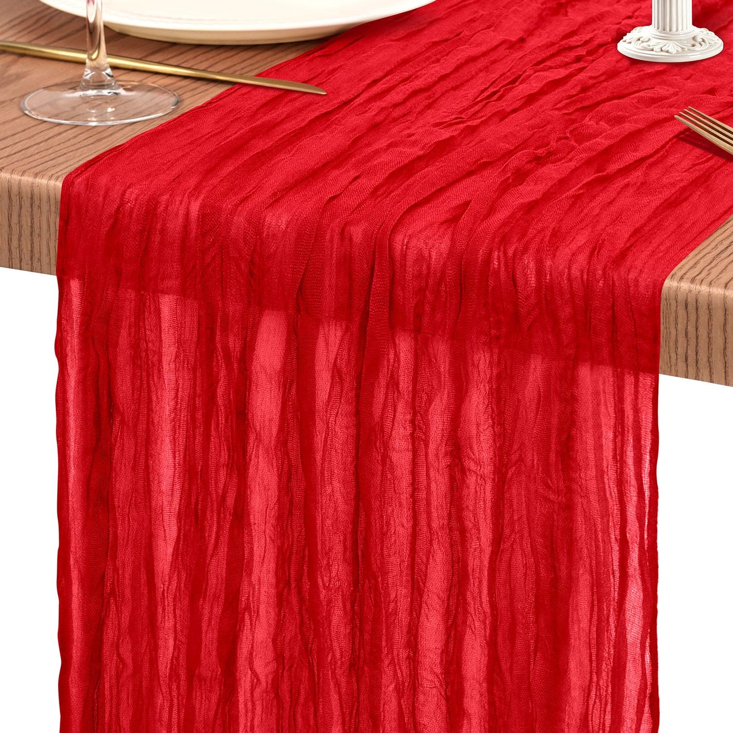 30 Pack Cheesecloth Table Runner 10FT Red Table Runner Boho Gauze Cheese Cloth Table Runners Long Rustic Sheer Table Decorations for Wedding Party Baby Bridal Shower Birthday Holiday Home