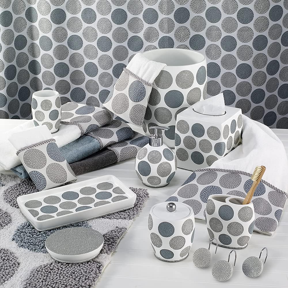 Avanti Linens Soap Dispenser/Lotion Pump - Countertop Accessories, Stylish Home Decor (Dotted Circles Collection)