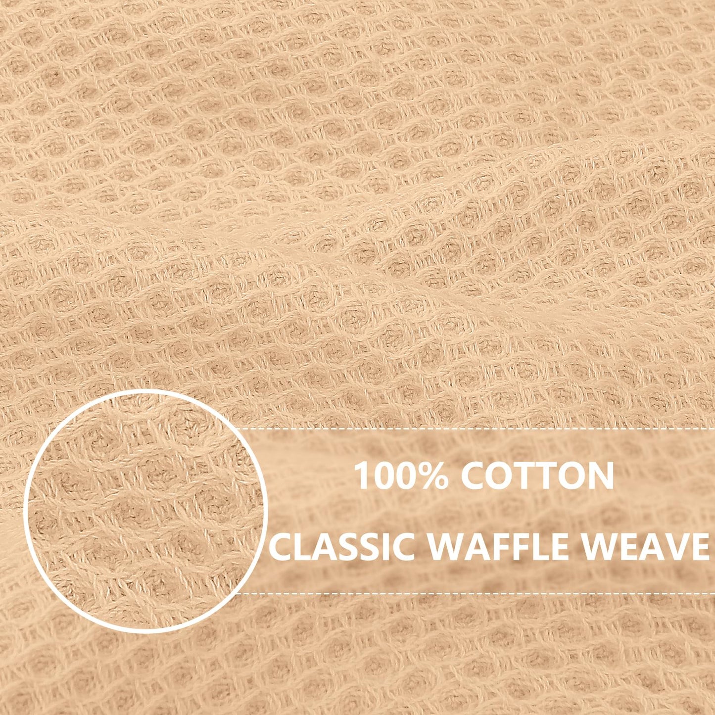 Homaxy 100% Cotton Waffle Weave Kitchen Dish Cloths, Ultra Soft Absorbent Quick Drying Dish Towels, 12 x 12 Inches, 6-Pack, Apricot