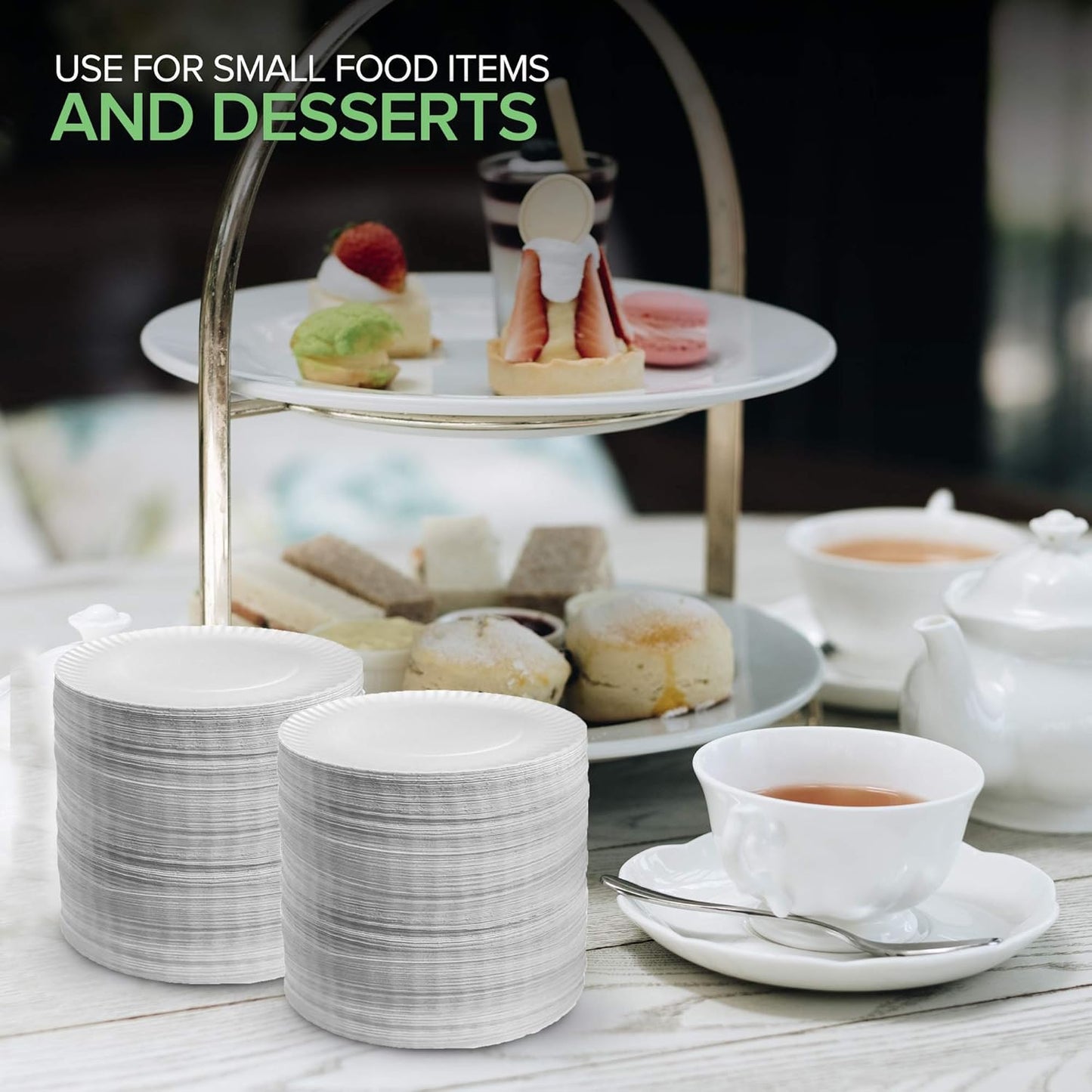 Stock Your Home 6-Inch Disposable Paper Plates - Uncoated White Dessert Plates, 100 Count