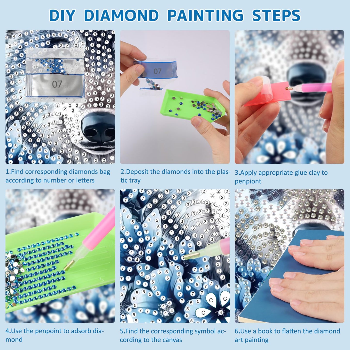 SENQAO Wolf Diamond Art Hanging Kit for Adult, Special Shaped Rhinestone, DIY Acrylic 5D Diamond Art Painting Window Pendants Home Garden Wall Hanging Kits Hanging Ornament