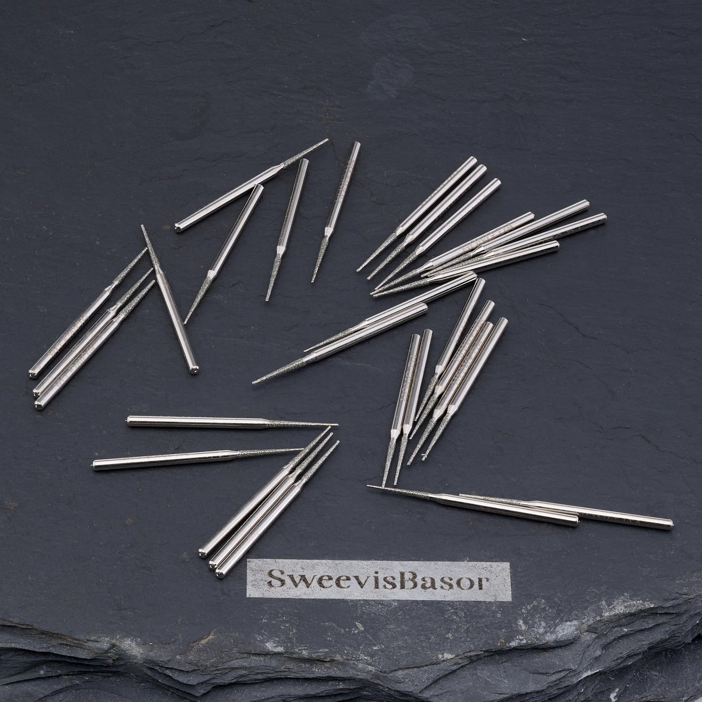 Diamond Tipped Rotary Tool Burr Bits, Tapered Grinder Burr 3/32inch Shank, Grinding Engraving for Stone Carving Tools Pack of 30Pcs