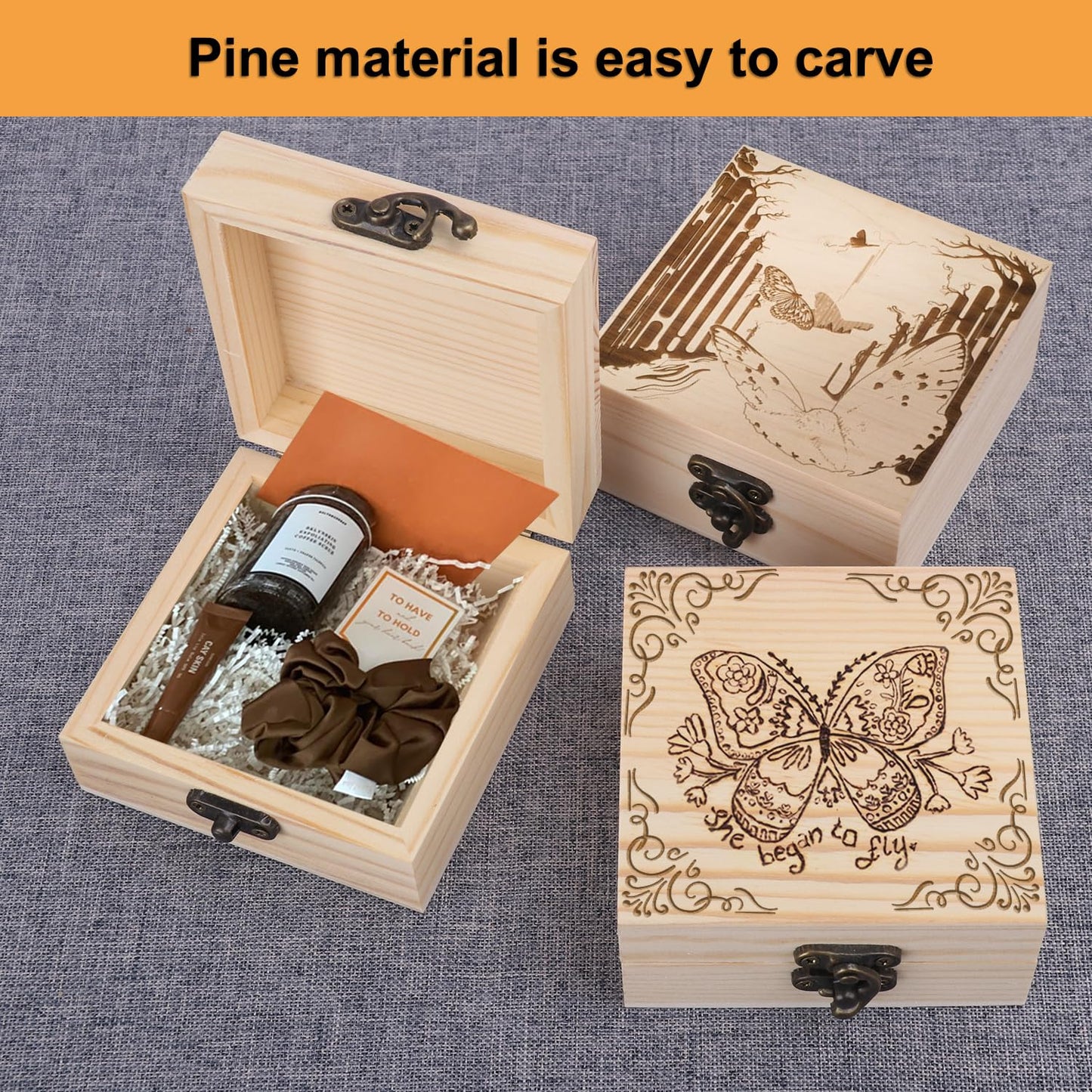 GNIEMCKIN 10 Pack Wooden Box, Unfinished Unpainted Wood Boxes for Crafts, DIY Projects, and Jewelry Storage (4.7x4.7x3.15 inch)