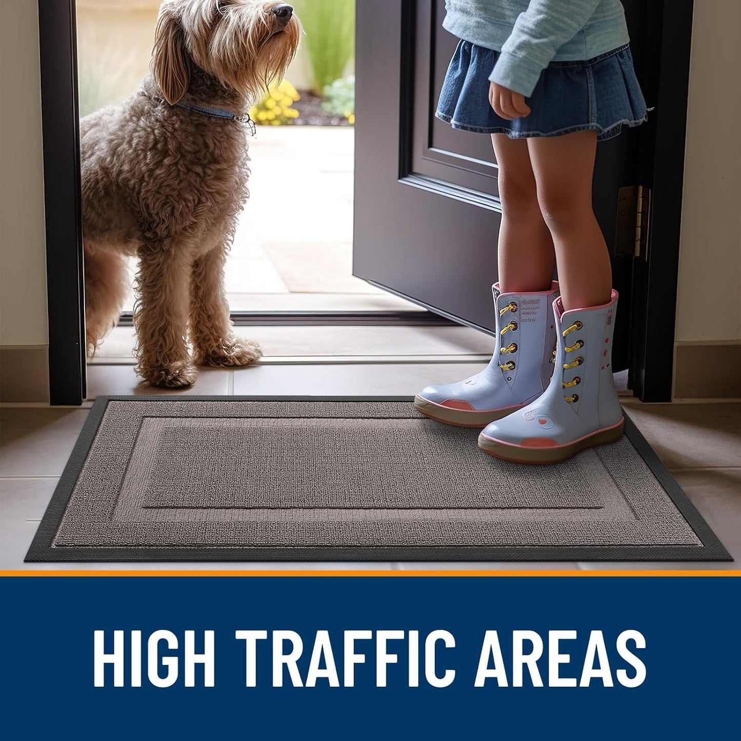 OLANLY Waterproof Front Door Mat - All-Season Indoor/Outdoor Doormat, Easy to Clean, 29.5x17, Taupe