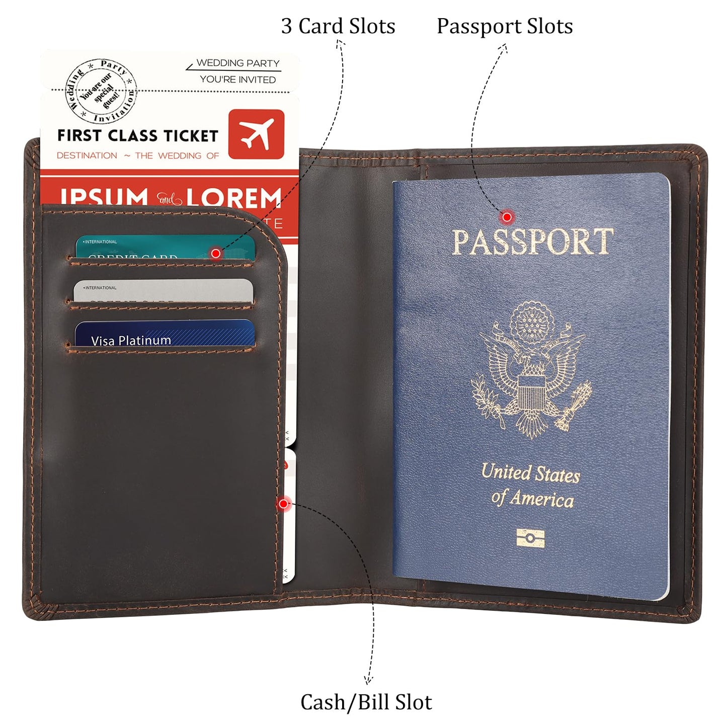 Polare Slim RFID Blocking Leather Passport Holder Travel Bifold Wallet For Men (Dark Brown with AirTag Holder)