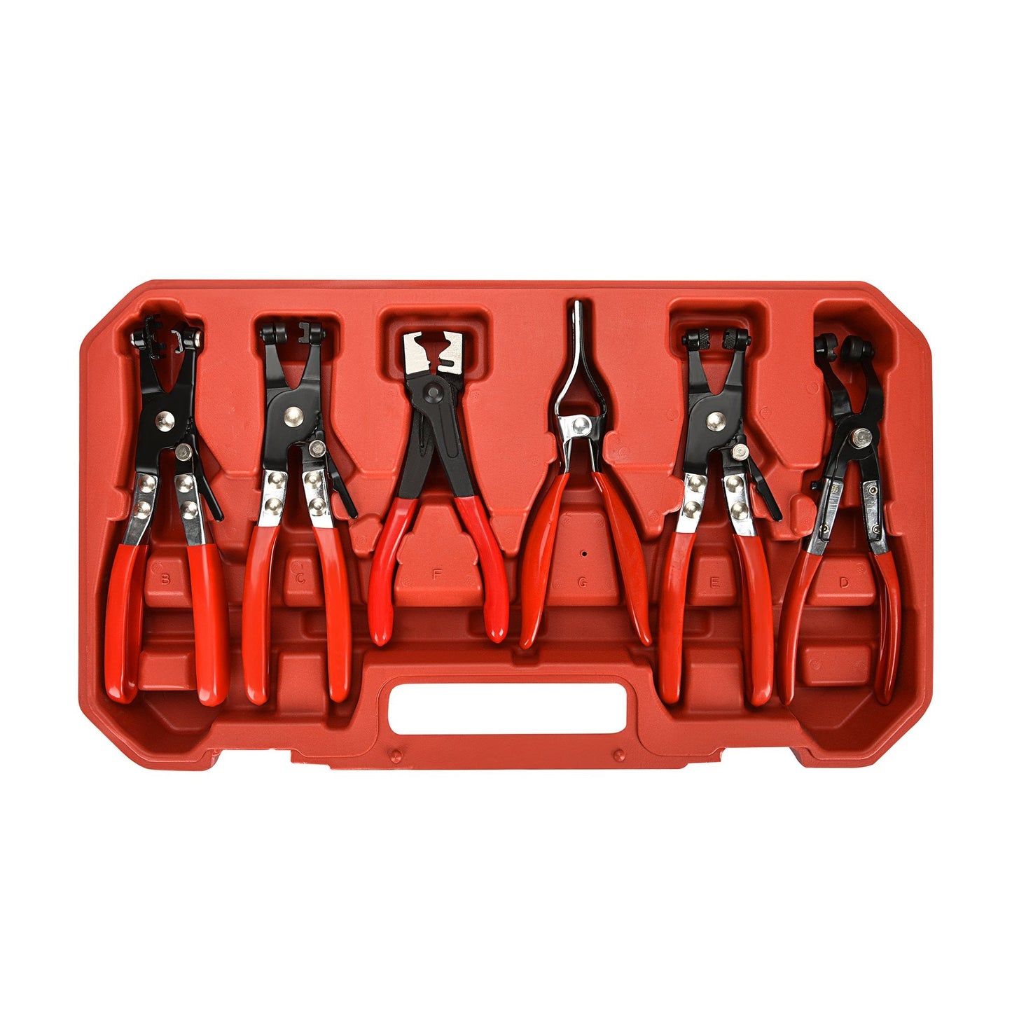 BETOOLL 9pc Hose Clamp Pliers, Professional Automotive with Flexible Wire Long Reach, Clic R Type Swivel Jaw and Flat Band Pliers for Coolant Radiator Heater/Water Hose (Red)
