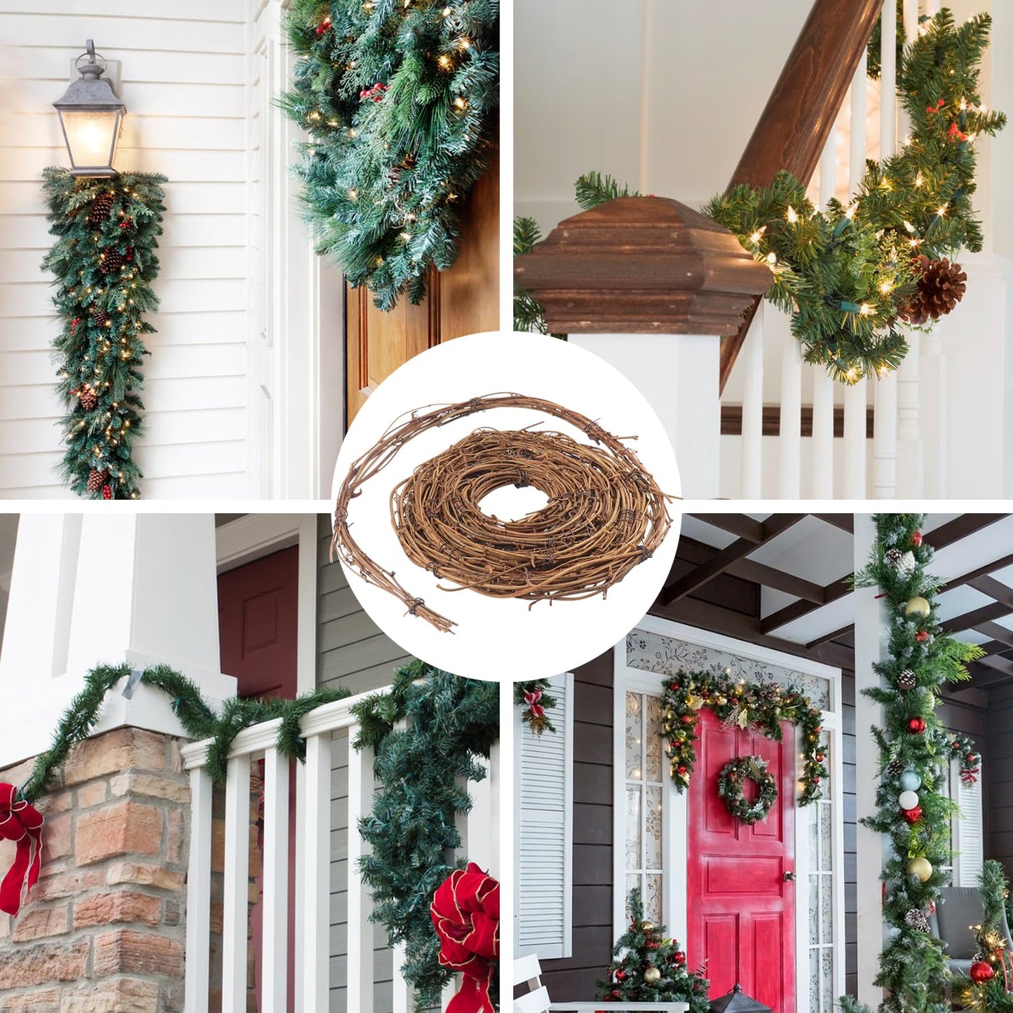 KUKLIPJIM 7 PCS 15 Feet Grapevine Wreath,Natural Grapevine Garland, DIY Twig Wreaths for Crafts, Outdoor and Indoor Home Décor, Wedding, Holiday, and Party Decoration(Total 105 FT)