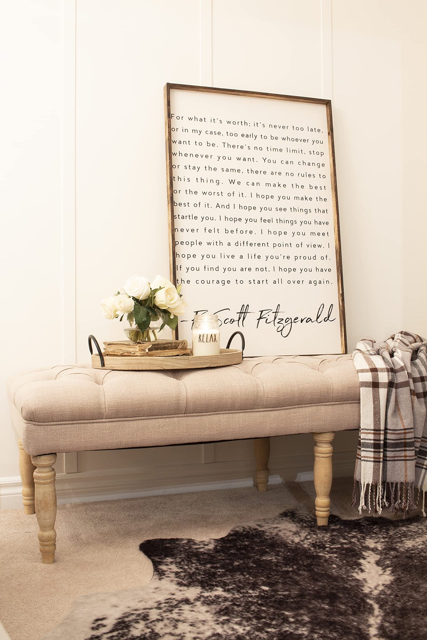 HomePop Large Upholstered Tufted Bench – Light Mauve