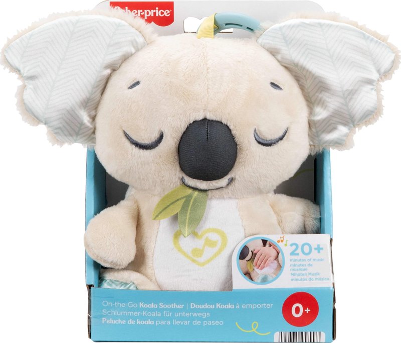 Fisher-Price Baby Toy On-the-Go Koala Soother, Plush Portable Sound Machine with White Noise & Music for Newborns Ages 0+ Months