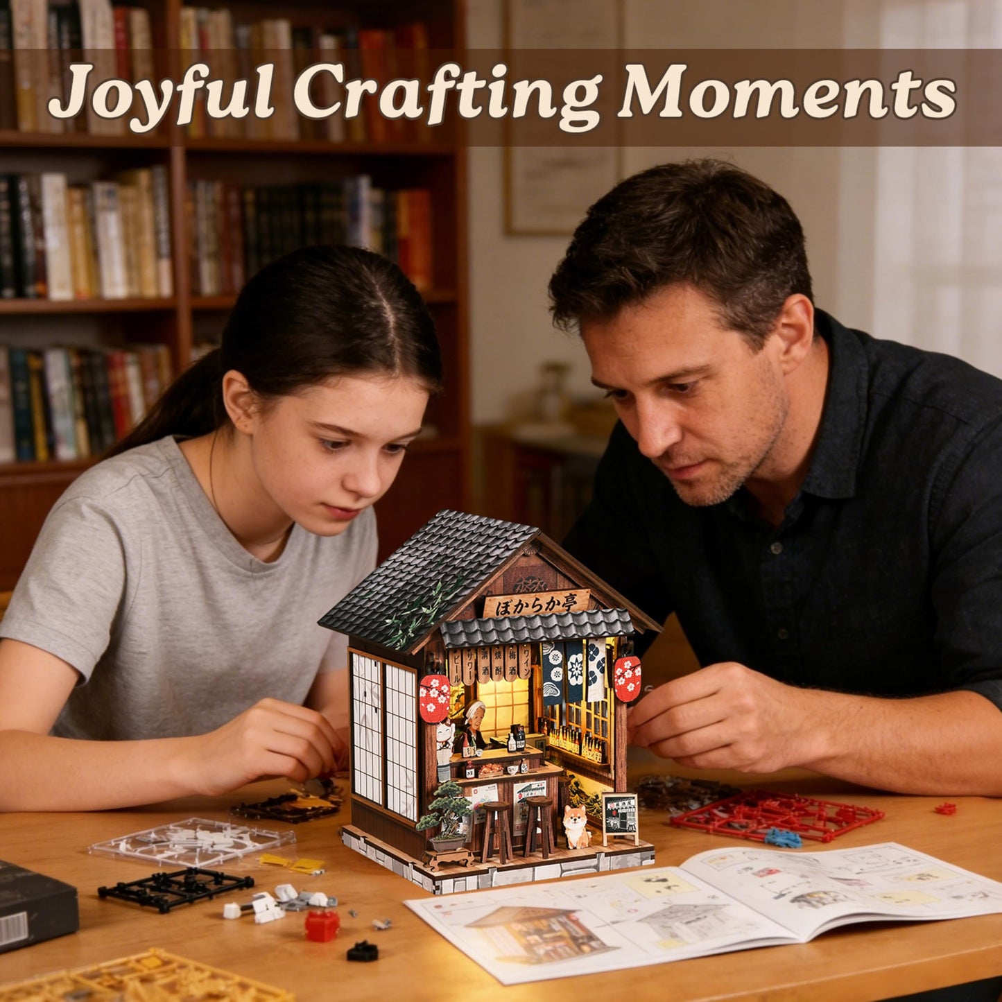 ISSEVE Japanese Booknook Kit DIY Miniature House Kit Book Nook Japan, Book Nook Kits for Adults, Creative Bookshelf Insert Decor, 3D Wooden Puzzle, Gifts for Crafts Book Lovers (Japanese Izakaya)