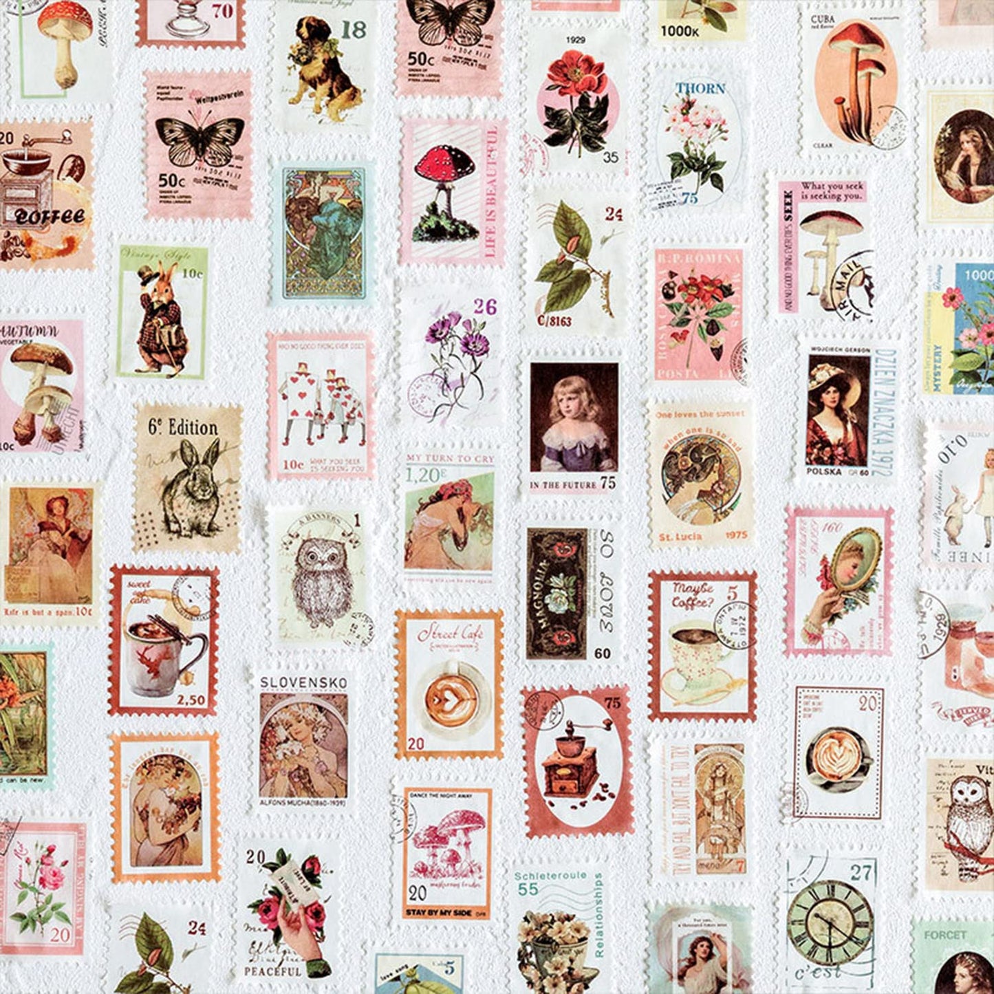 BLEDS 400PCS Vintage Journaling Supplies Pack, Scrapbook Supplies Scrapbook Paper Kit Aesthetic Scrapbook Paper Set Postage Journaling Stamp Stickers for Junk Journals Planner Retro Craft