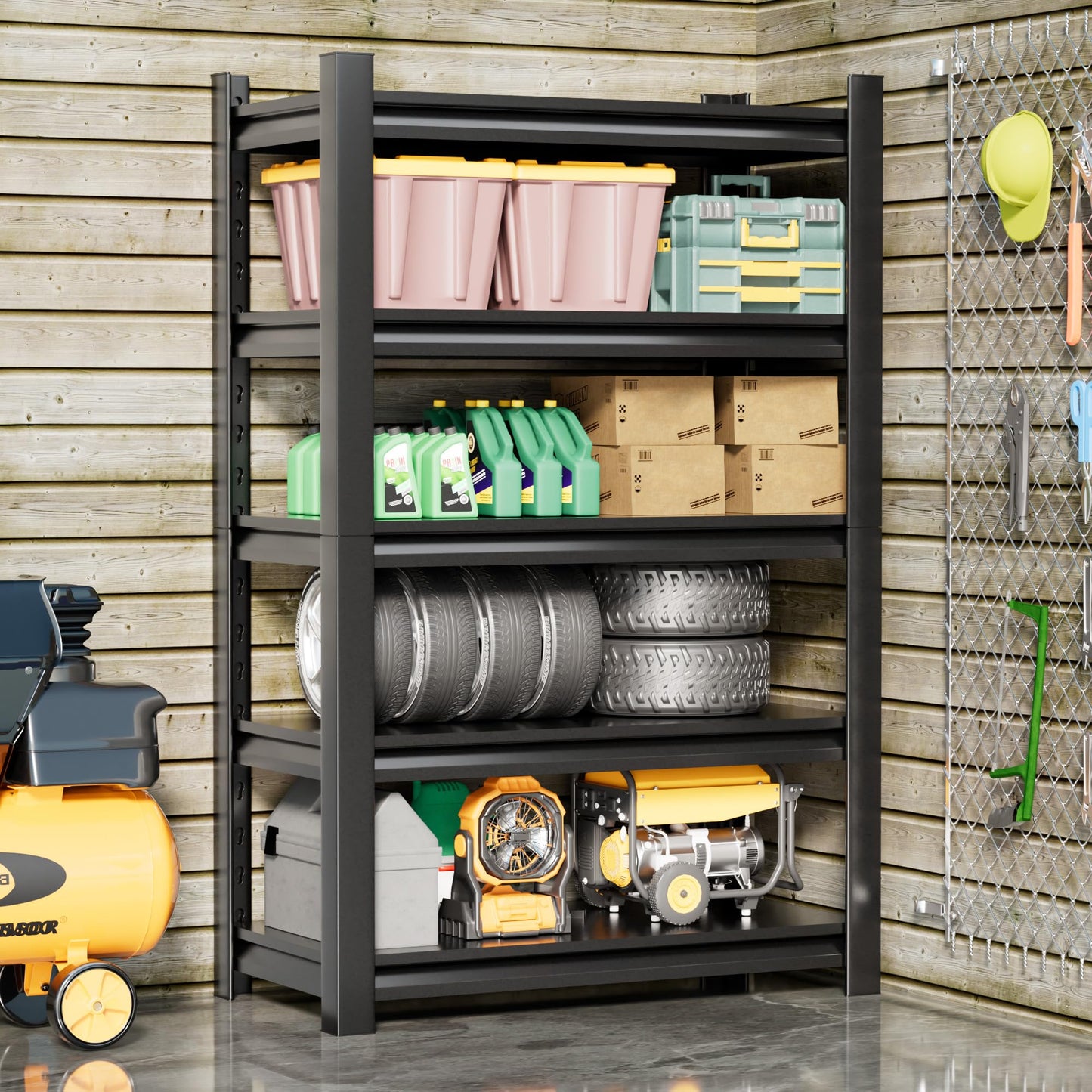 Hzdbhd 2 Sets Garage Shelving Unit 24" D x 48" W x 72" H Heavy Duty Storage Shelves Easy Assembly 5 Tier Adjustable Metal Shelving Utility Shelf Rack Garage Storage Organizer for Basement, Warehouse