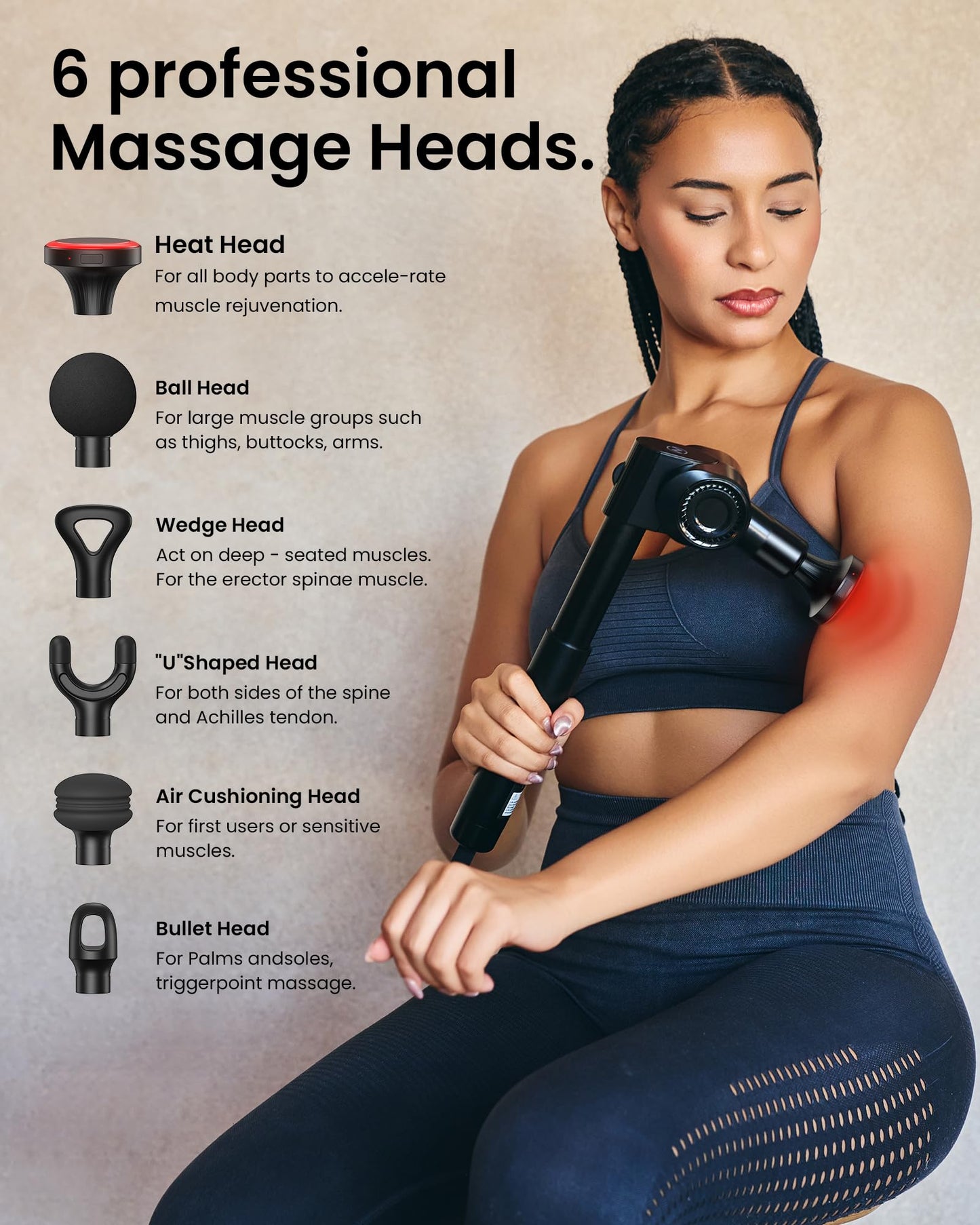 NAPRE Foldable Massage Gun Deep Tissue with 5 Adjustable Angles,Portable Handheld Percussion Back Massager for Muscle/Neck/Body Pain Relief with Long Extension Metal Handle,32-Speeds,with Carry Case