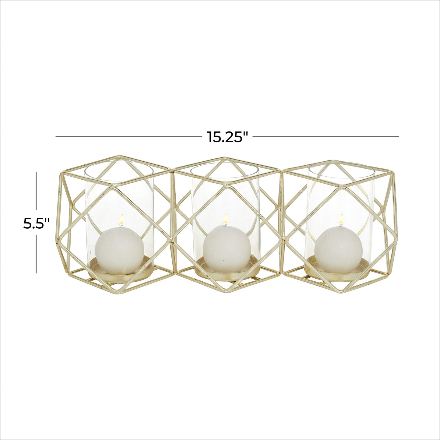 Deco 79 Modern Metal Solid Candle Holder, 15" x 5" x 5", Gold