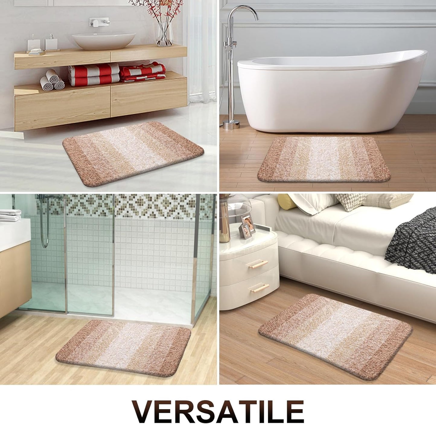 OLANLY Bathroom Runner Rug - Extra Soft Microfiber Mat with Rubber Backing | 47x17, Quick Dry, Beige