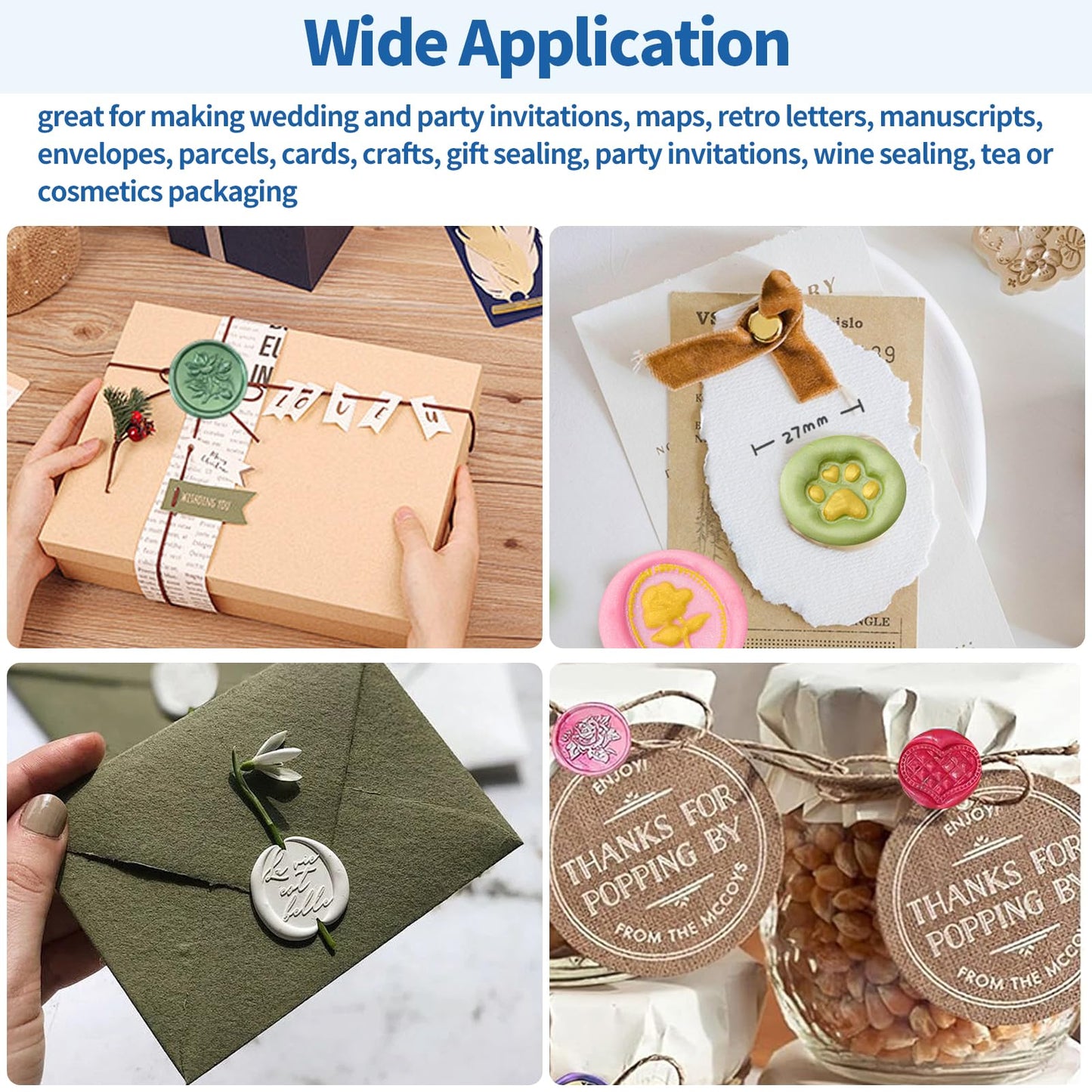 Waltool 917Pcs Wax Stamp Bead Kit for Beginner, 18 Colors Wax Sealing Beads, 10 Stamps, Spoon for Wedding Invitation, Envelope Seal, DIY Crafts, Gift Idea