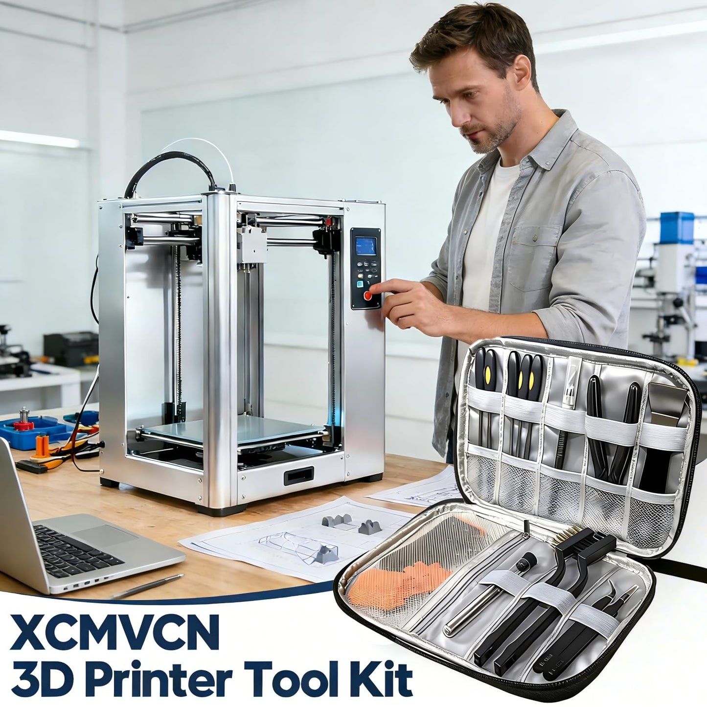 43Pcs 3D Printer Tools Kit, Complete 3D Printing Accessories & Maintenance Set for All FDM and SLA Printers | Includes Nozzle Cleaning Kit, Scrapers, Brushes, Wire Cutters, Engraving Knife, Files