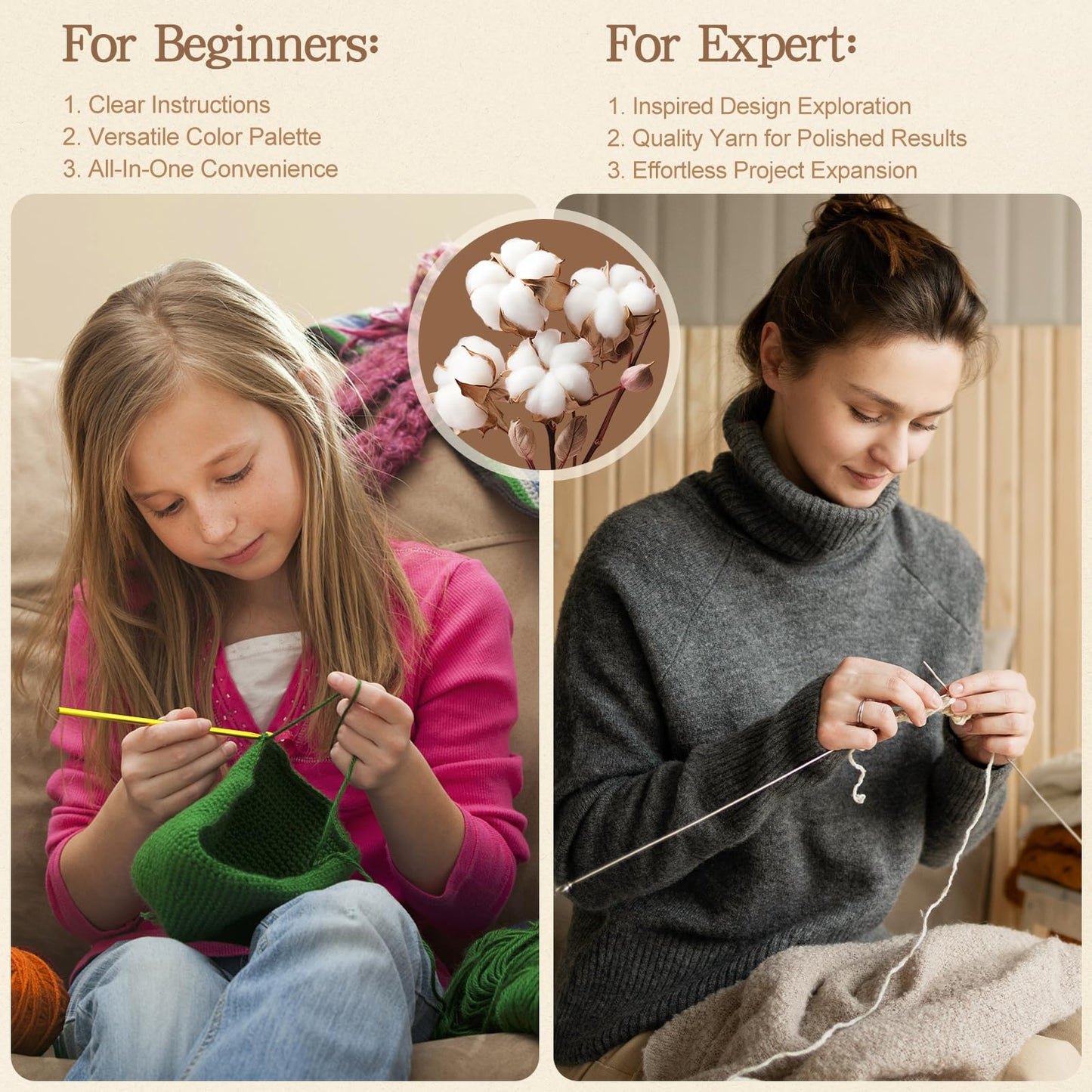 Katech 20 Skeins Cotton Yarn for Crocheting-55% Cotton 45% Acrylic-#3 DK (Light)-Super Soft Milk Cotton Yarn-Great Crochet and Knitting Starter Kit for Colorful Craft(Color A)